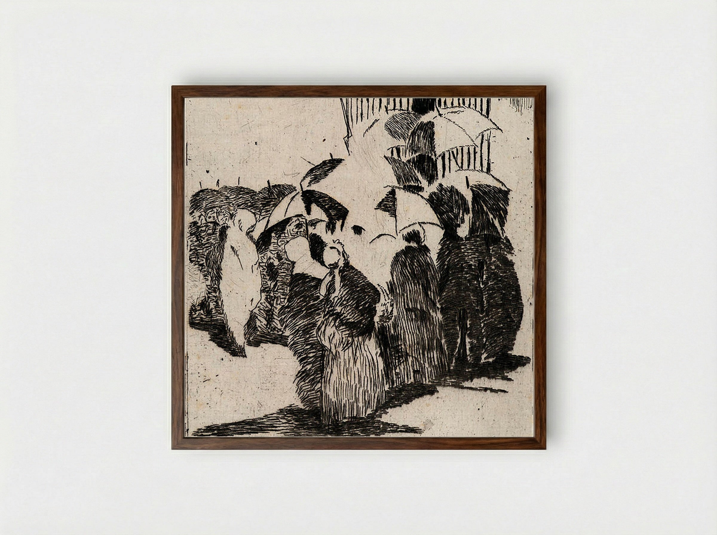 The Line at the Butcher's Shop - Édouard Manet - Framed Print Dark Wood