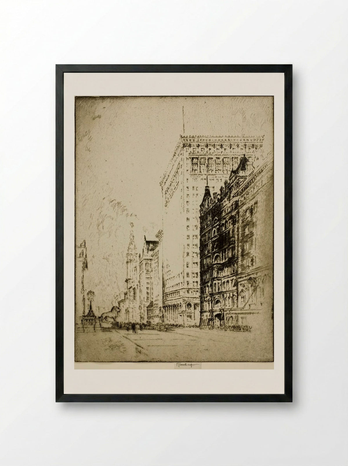 The Lion, Chicago - Joseph Pennell - Framed Print Black