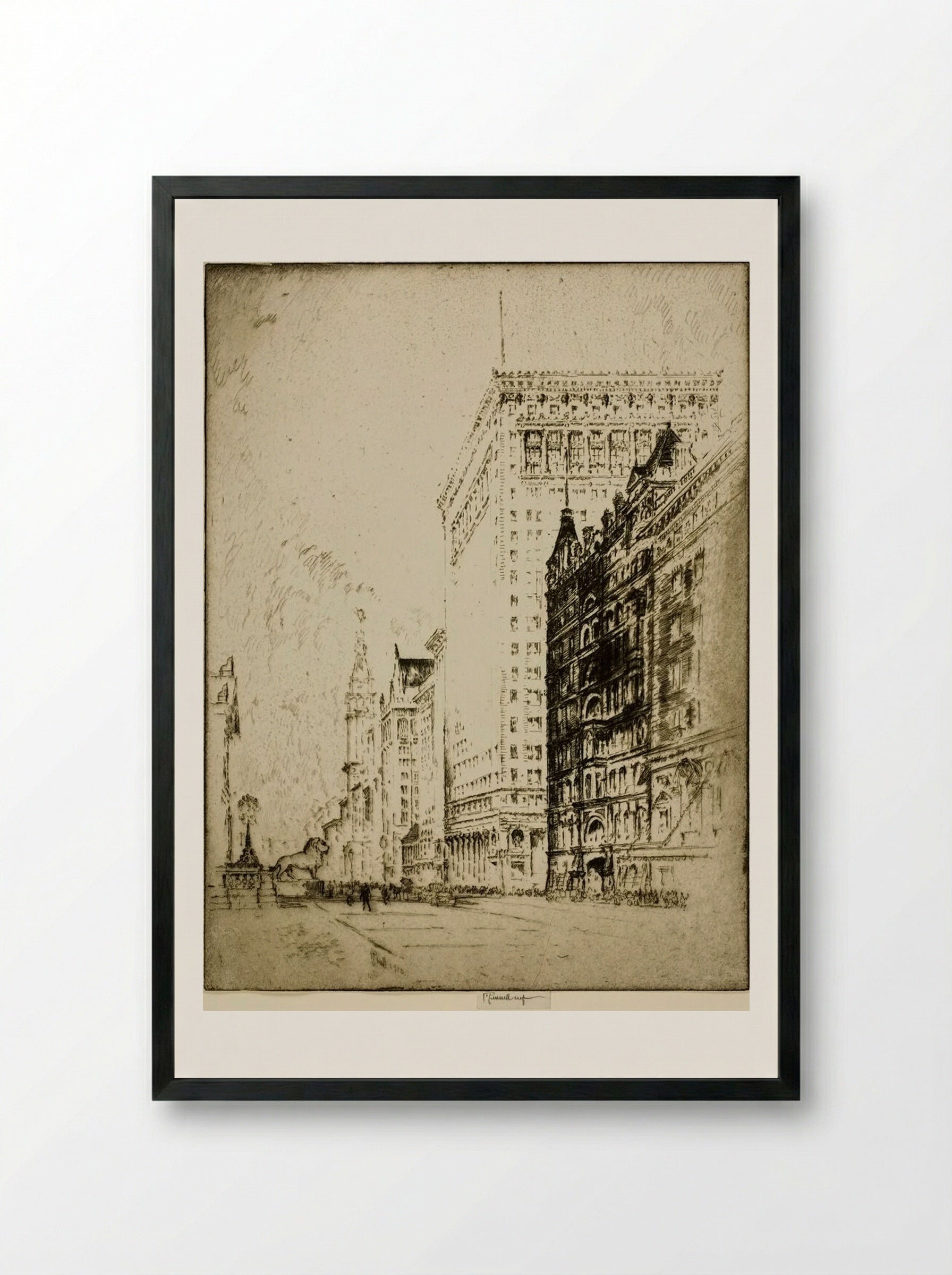 The Lion, Chicago - Joseph Pennell - Framed Print Black