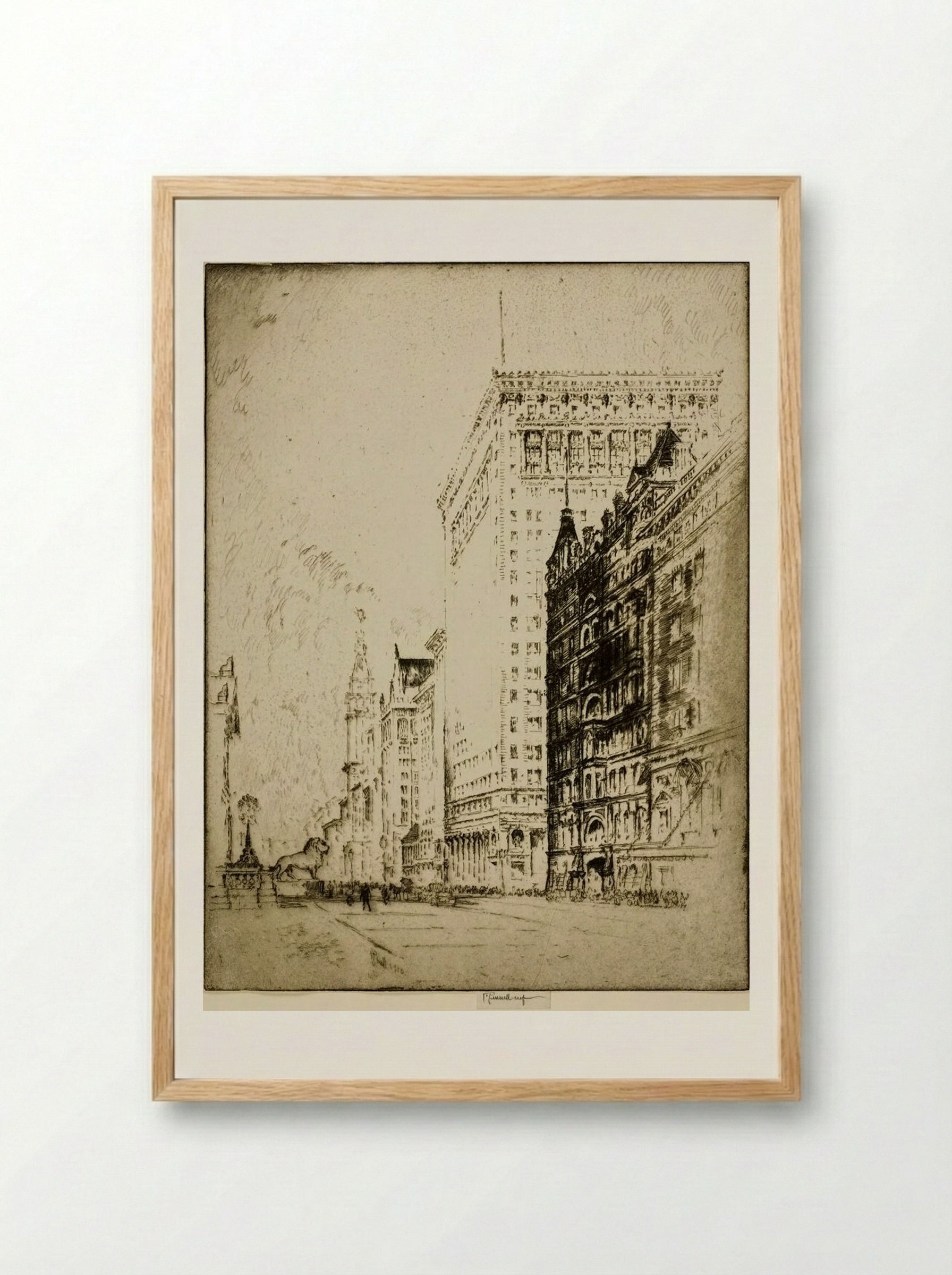 The Lion, Chicago - Joseph Pennell - Framed Print Wood