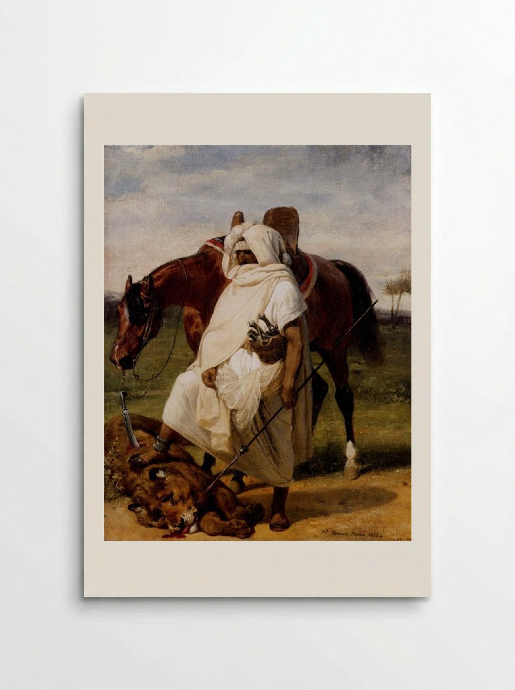 The Lion Hunter - Horace Vernet - Poster