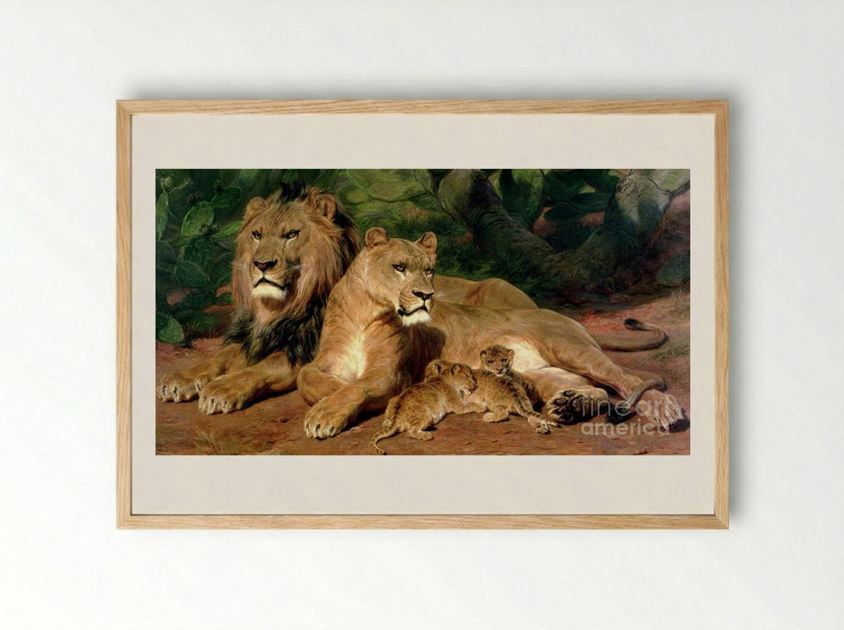 The Lion at Home - Rosa Bonheur - Framed Print Wood