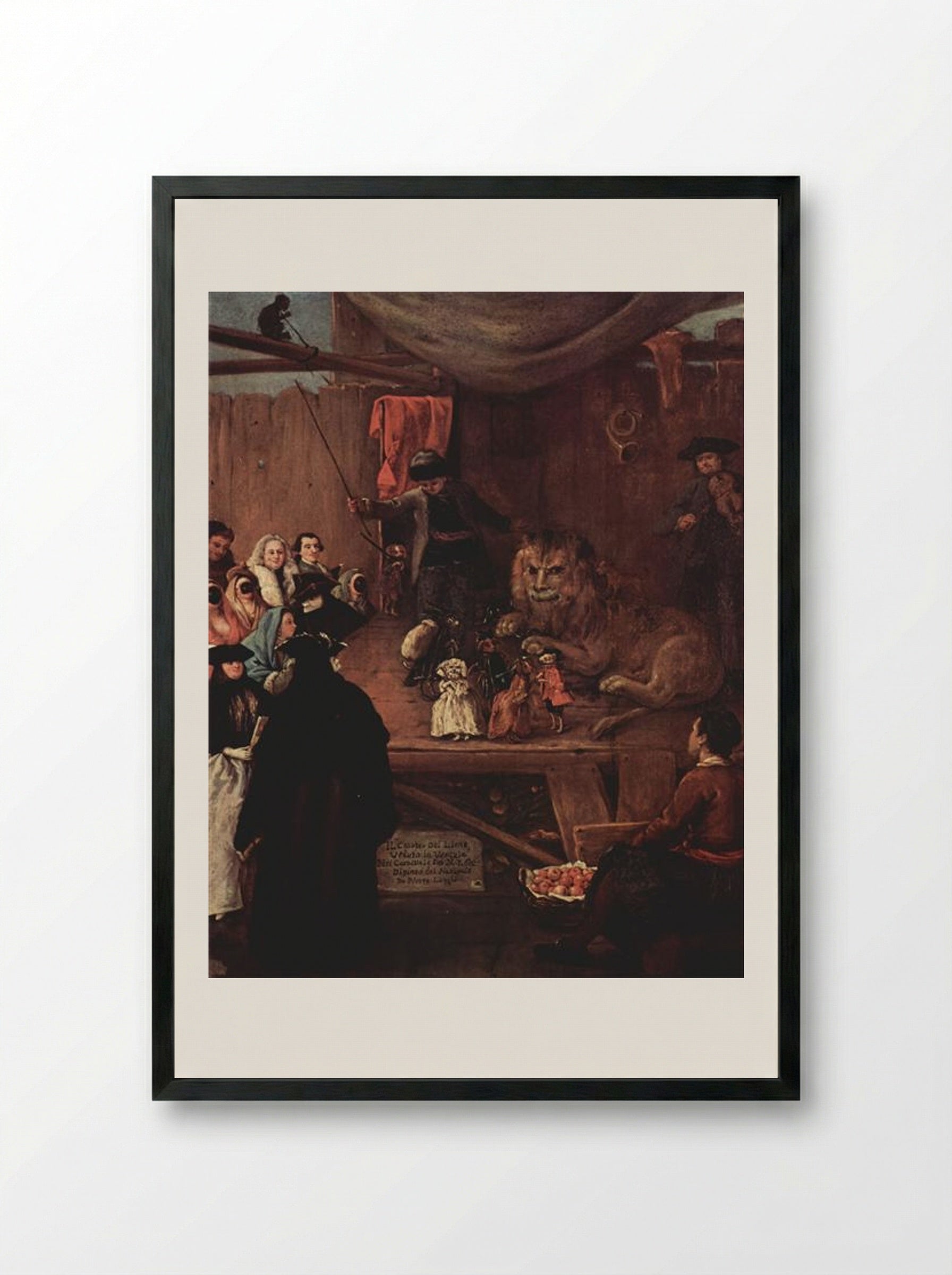The Lion's Cage - Pietro Longhi - Framed Print Black