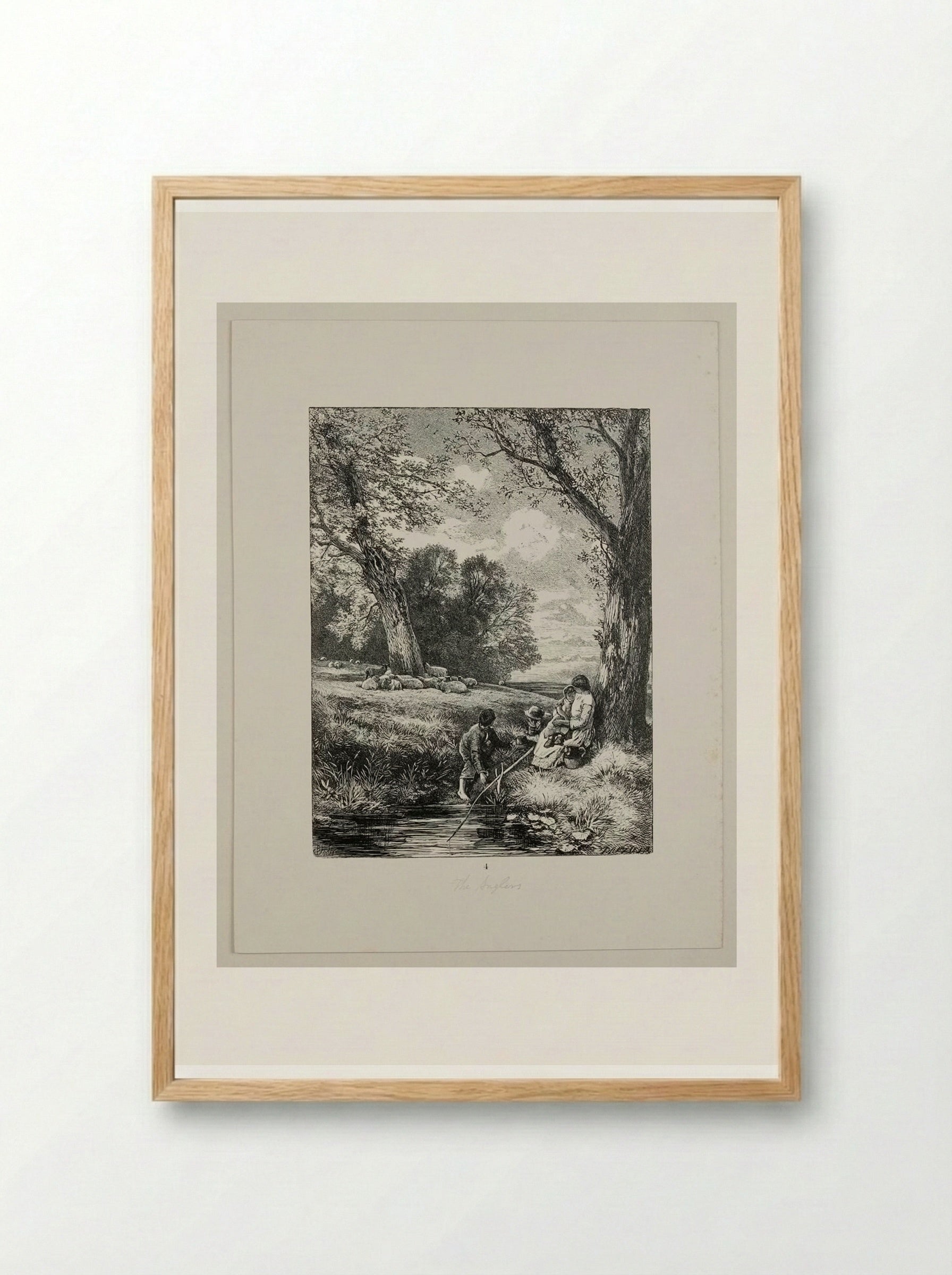 The Little Anglers - Edward Dalziel - Framed Print Wood