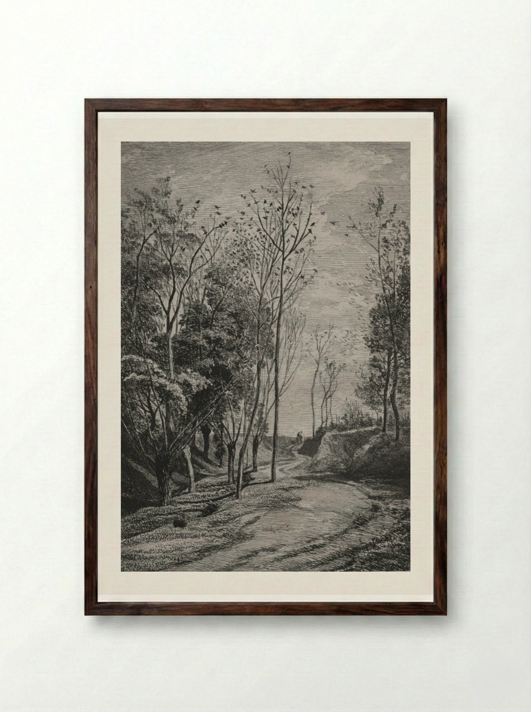 The Little Birds - Charles-François Daubigny - Framed Print Dark Wood