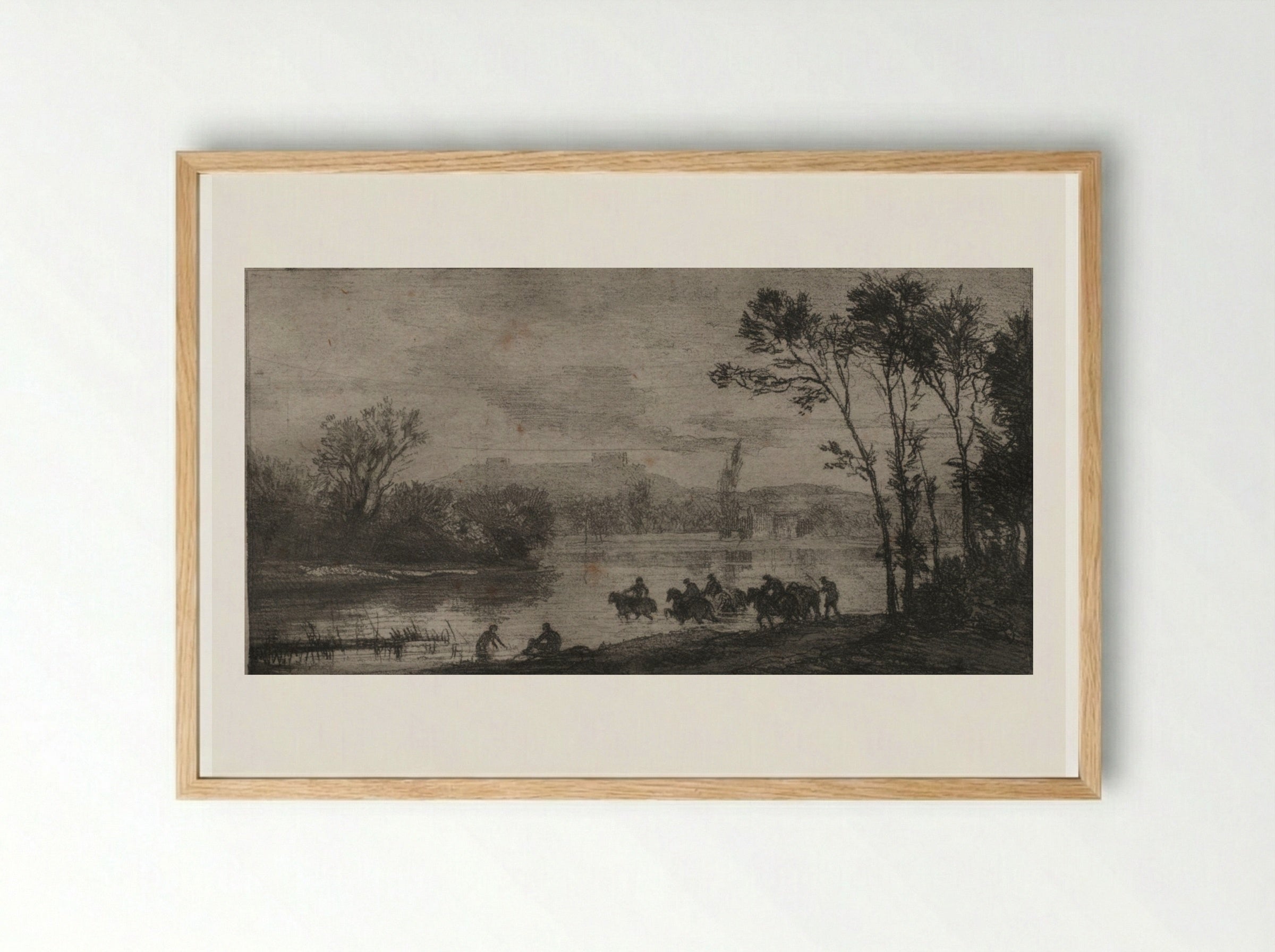 The Little Cavaliers - Charles-François Daubigny - Framed Print Wood