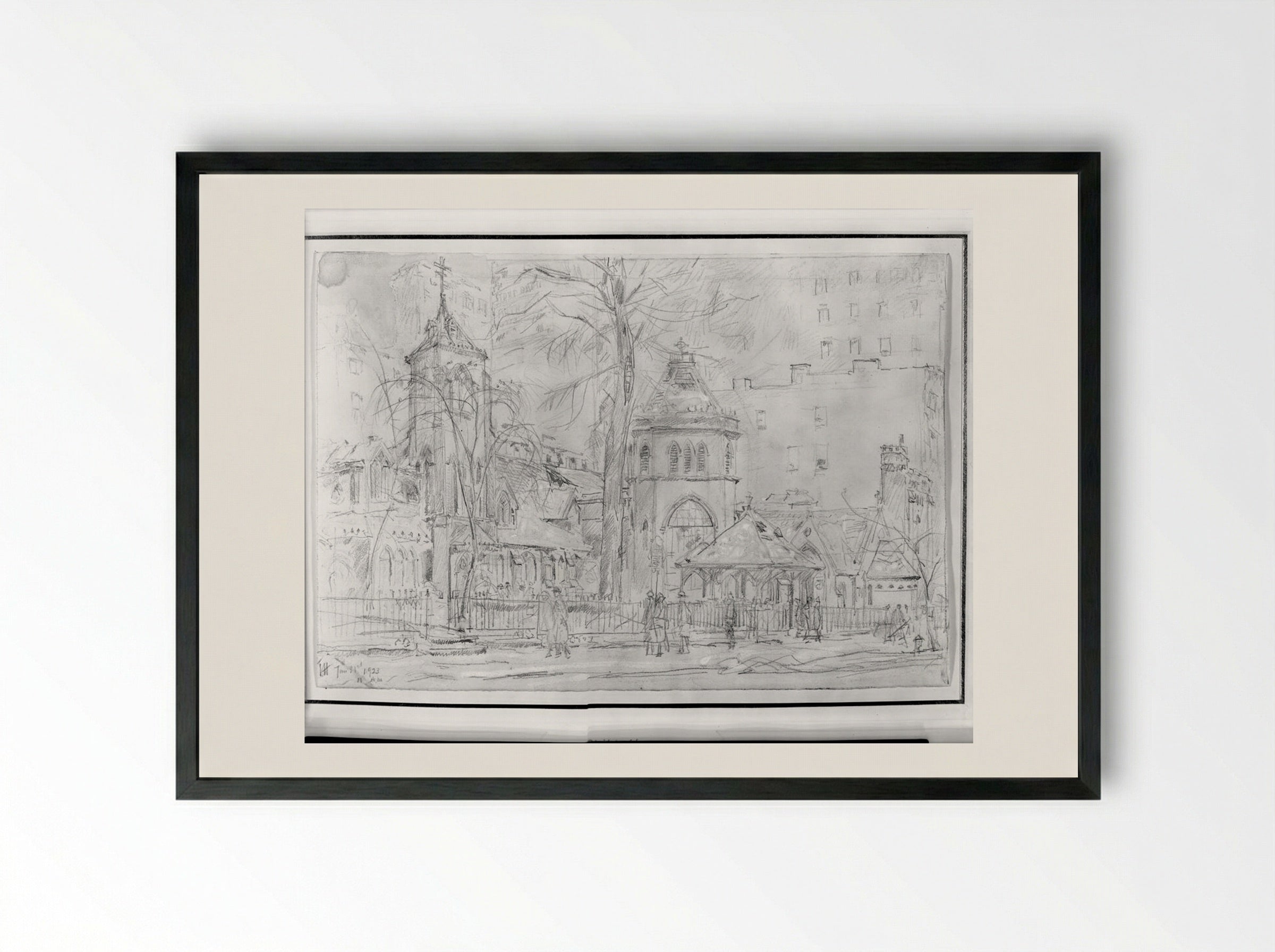 The Little Church Around the Corner - Childe Hassam - Framed Print Black