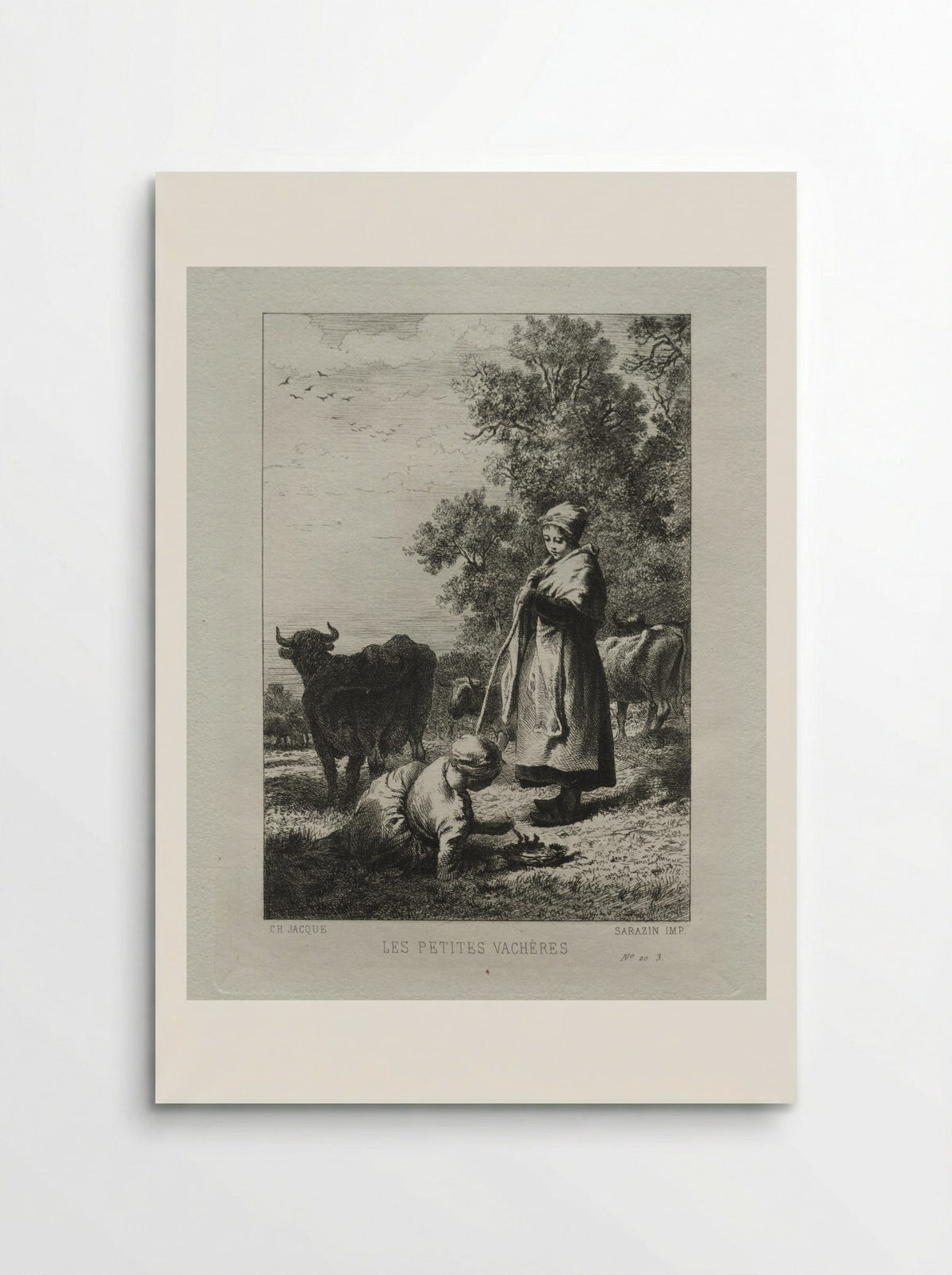 The Little Cowherds - Charles-Émile Jacque - Poster