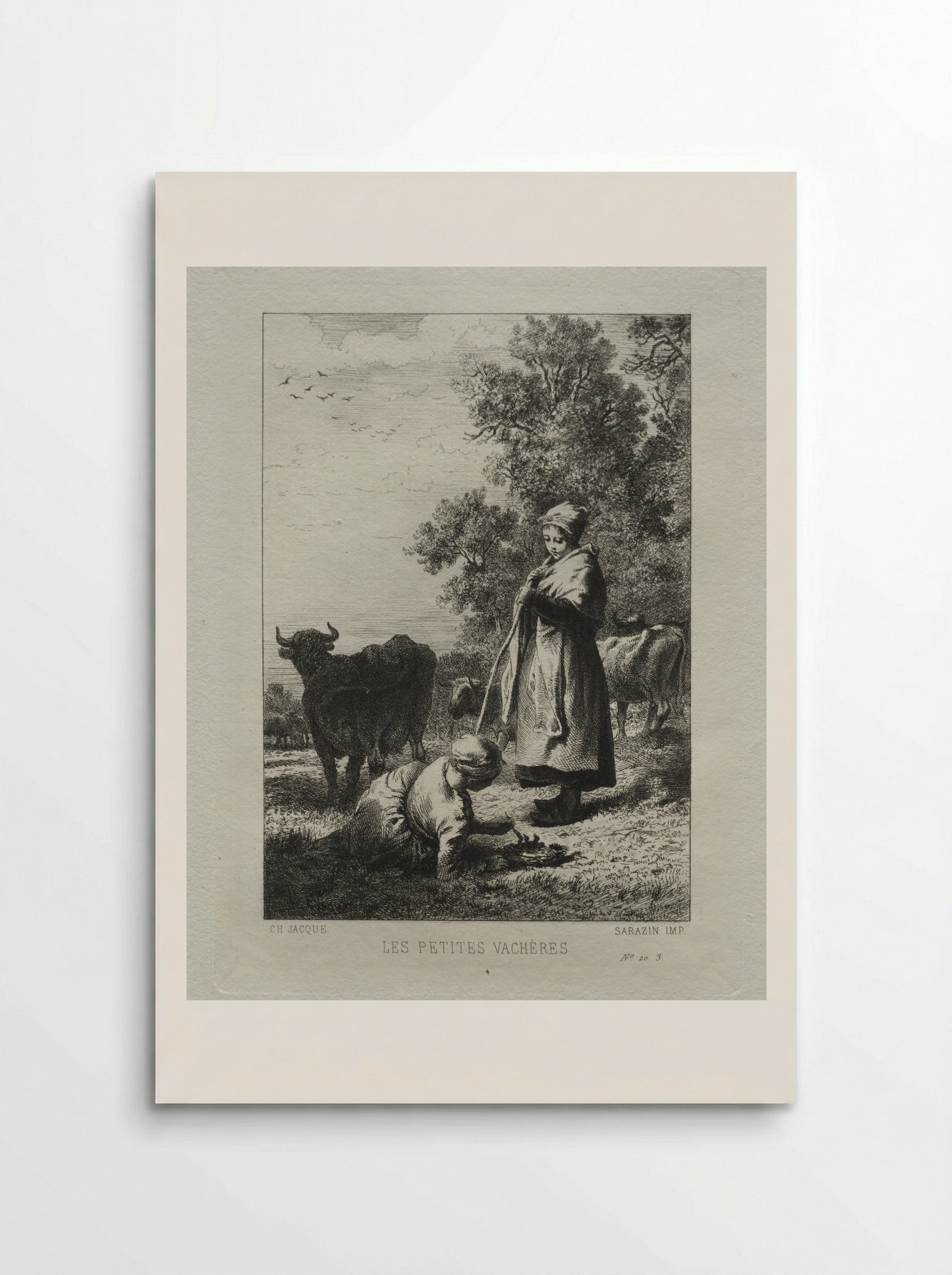 The Little Cowherds - Charles-Émile Jacque - Poster