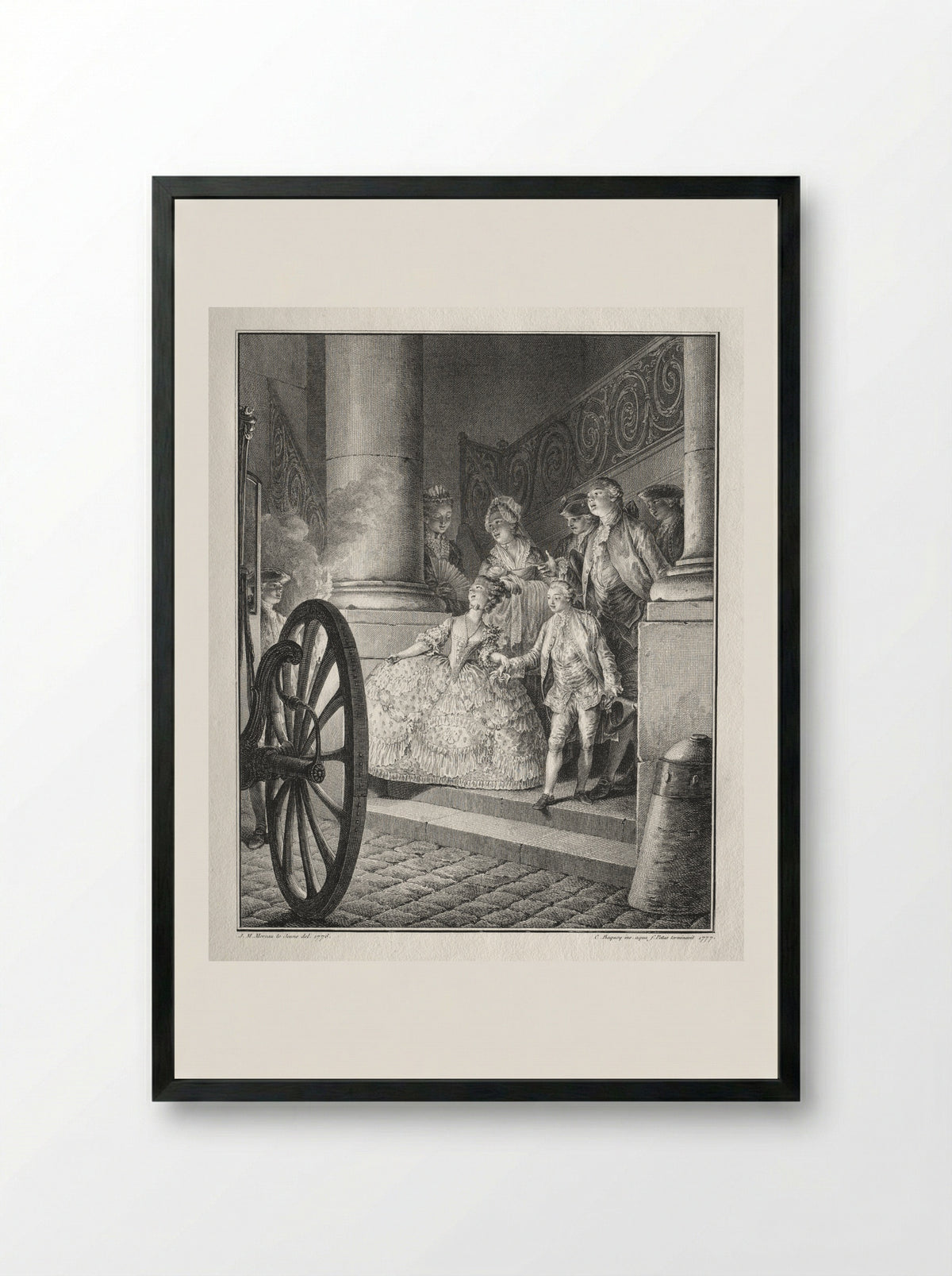 The Little Godparents - Jean-Michel Moreau - Framed Print Black