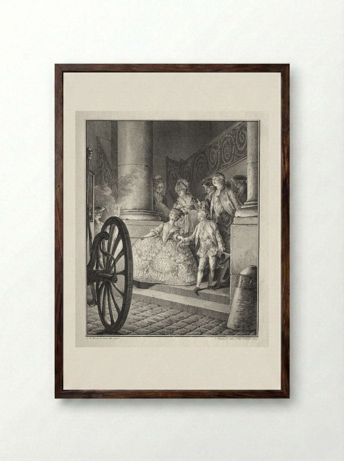The Little Godparents - Jean-Michel Moreau - Framed Print Dark Wood