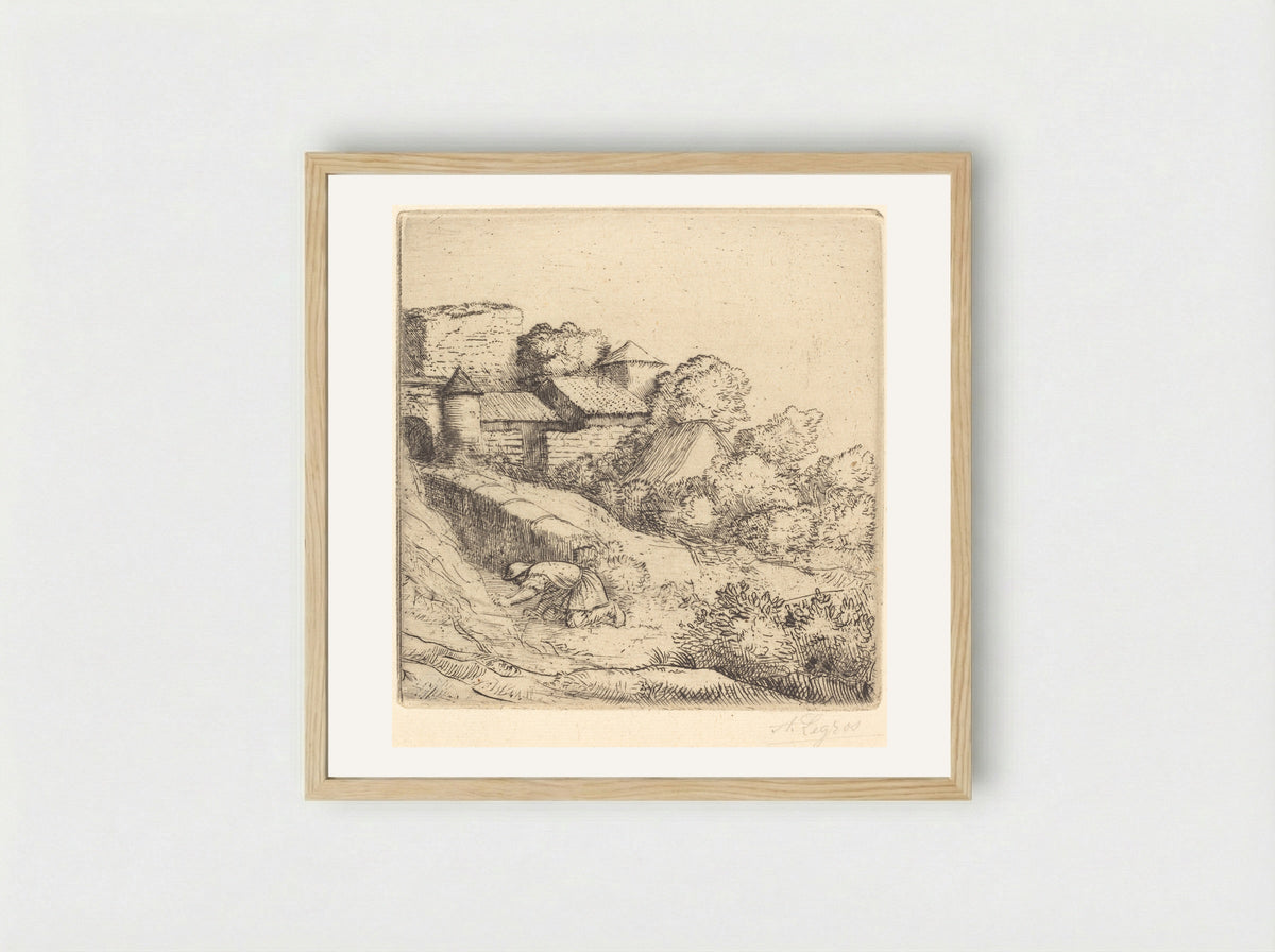 The Little Grass-Burner - Alphonse Legros - Framed Print Wood