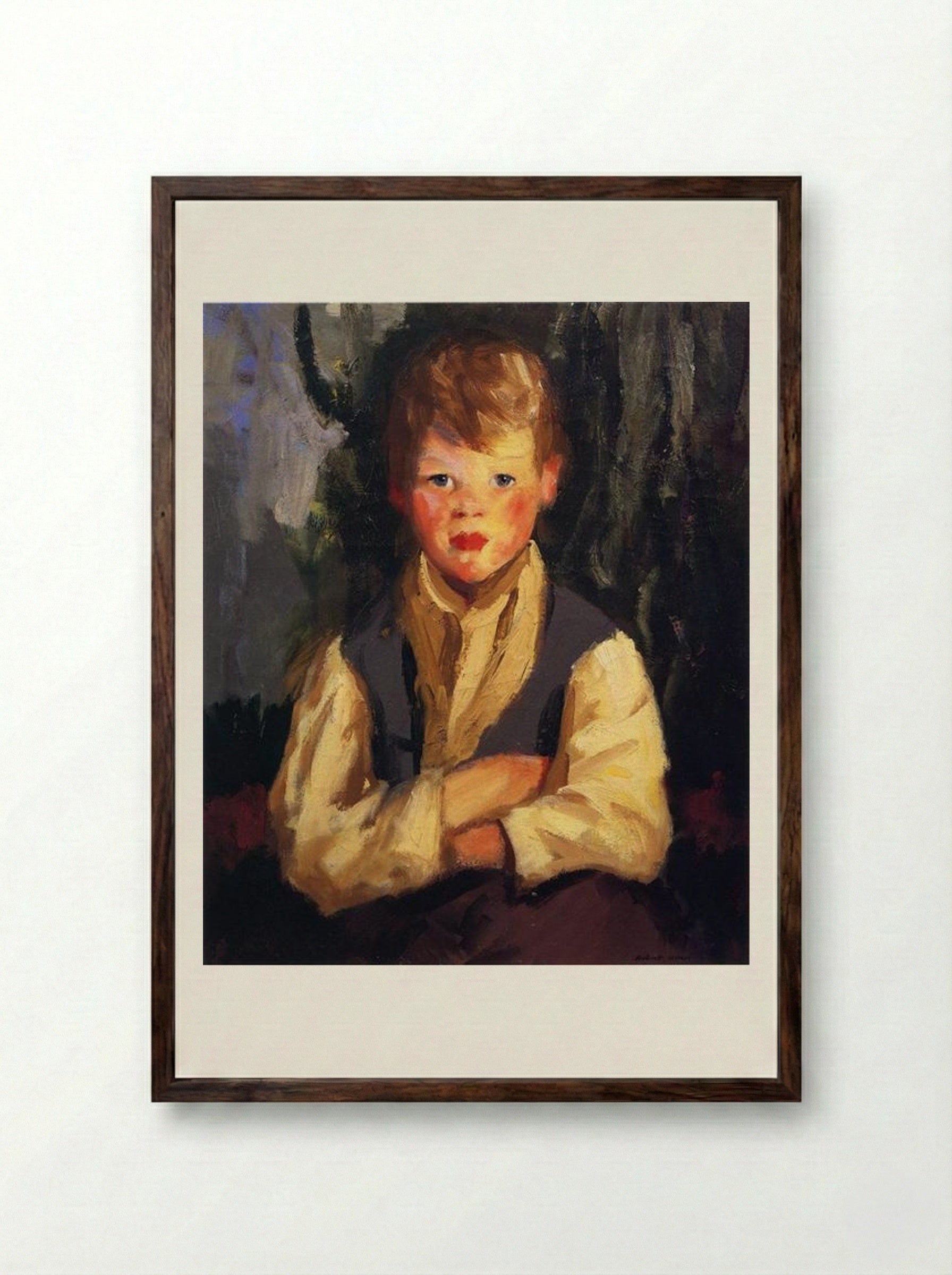 The Little Irishman - Robert Henri - Framed Print Dark Wood