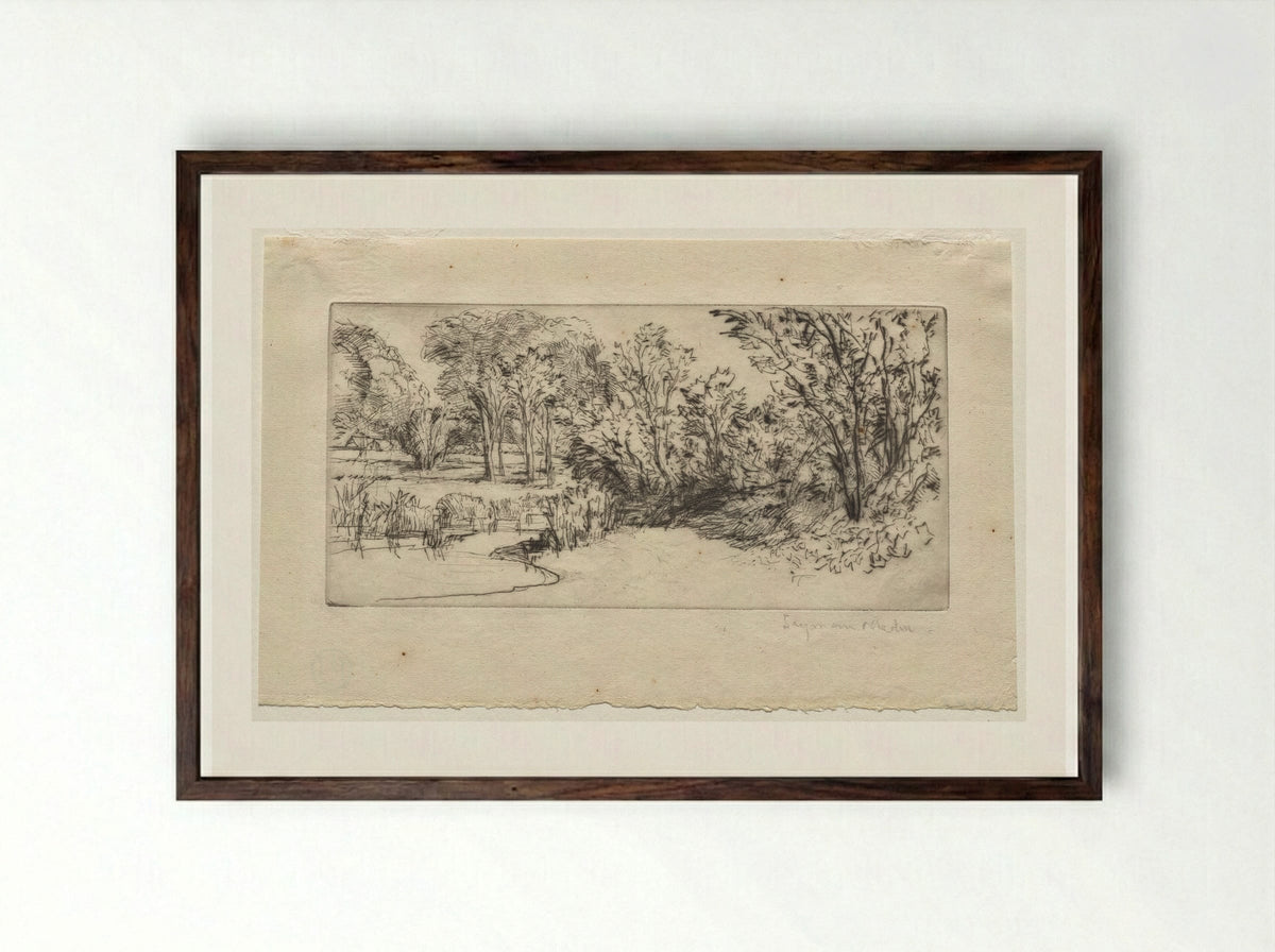 The Little Longparish - Francis Seymour Haden - Framed Print Dark Wood
