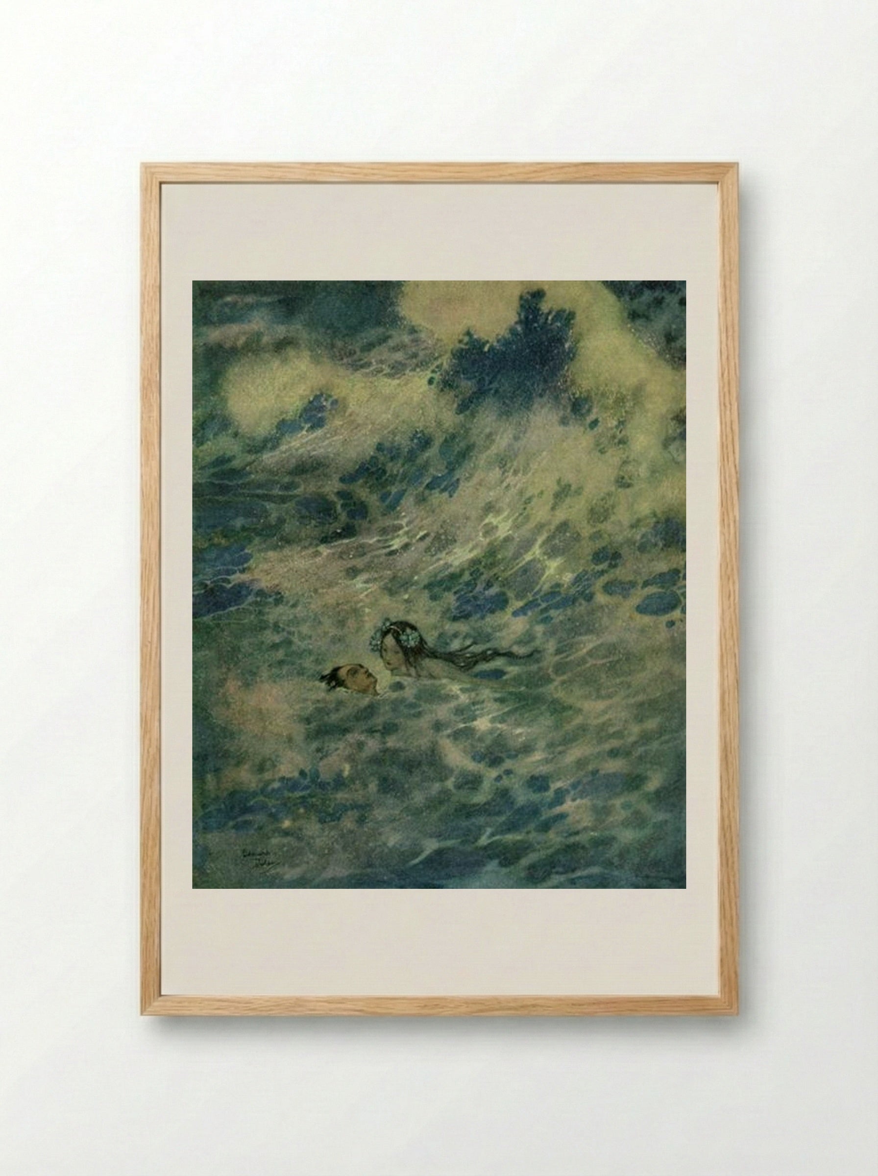 The Little Mermaid Saved the Prince - Edmund Dulac - Framed Print Wood