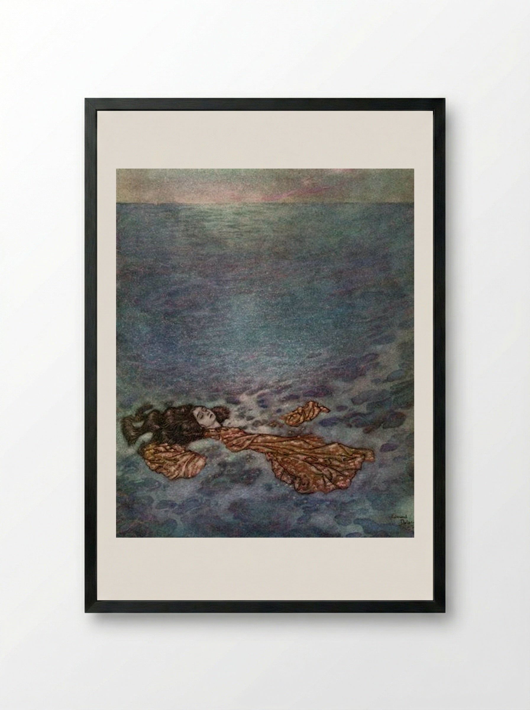 The Little Mermaid: Dissolving into Foam - Edmund Dulac - Framed Print Black