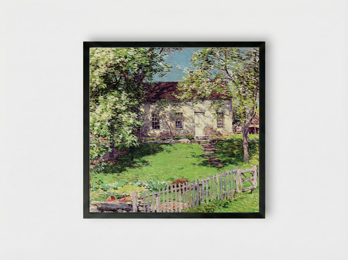 The Little White House - Willard Metcalf - Framed Print Black