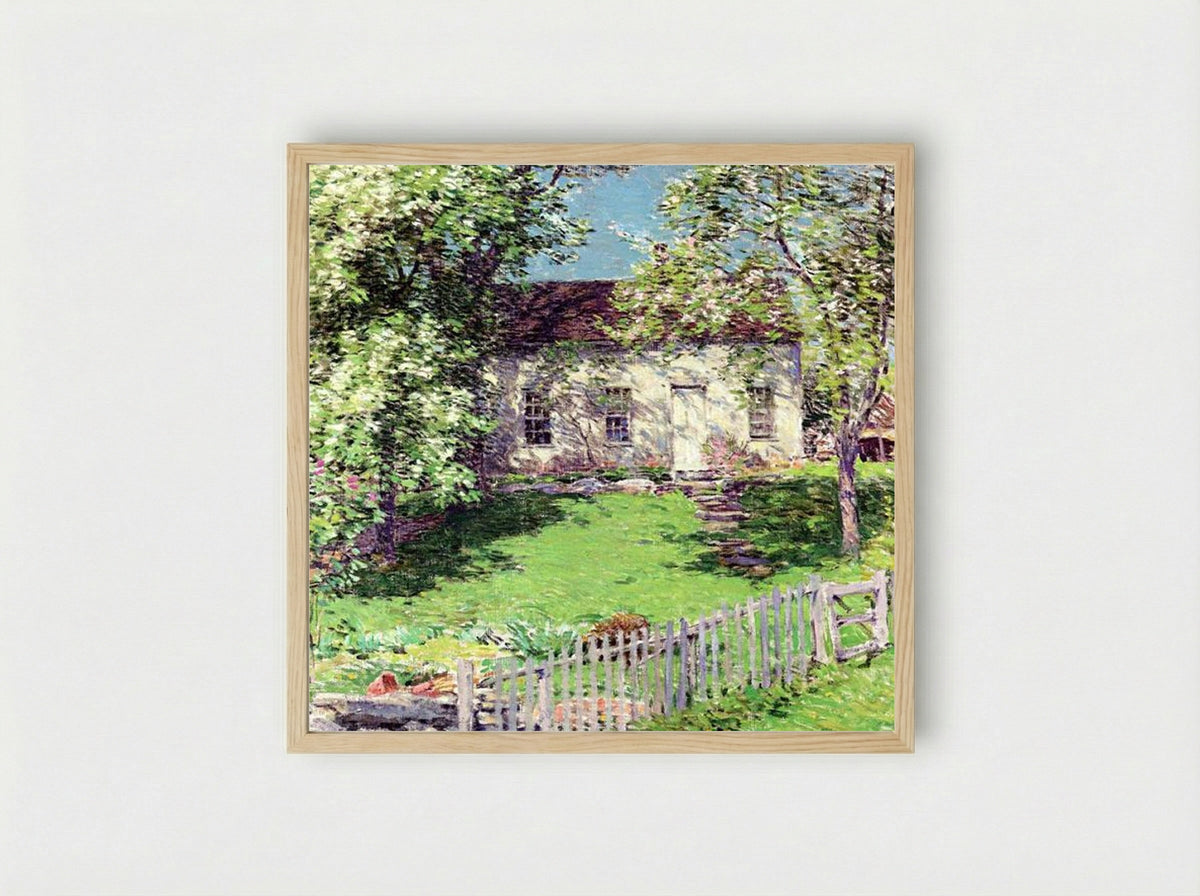 The Little White House - Willard Metcalf - Framed Print Wood