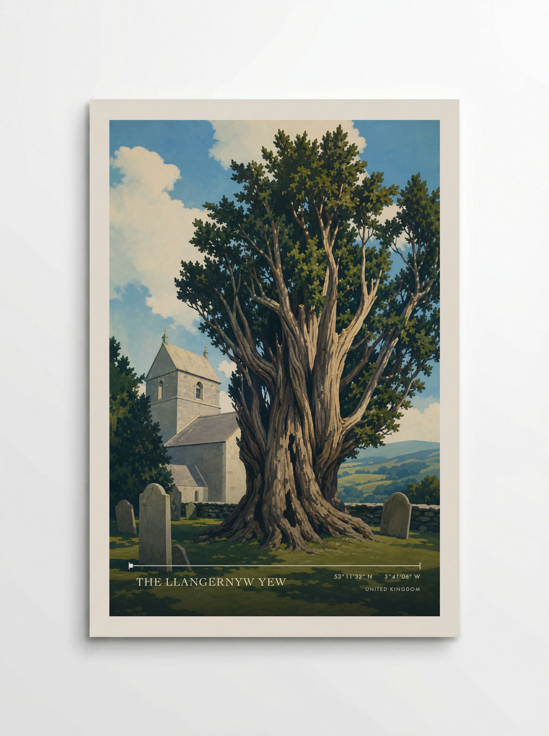 The Llangernyw Yew United Kingdom Travel Poster - Poster