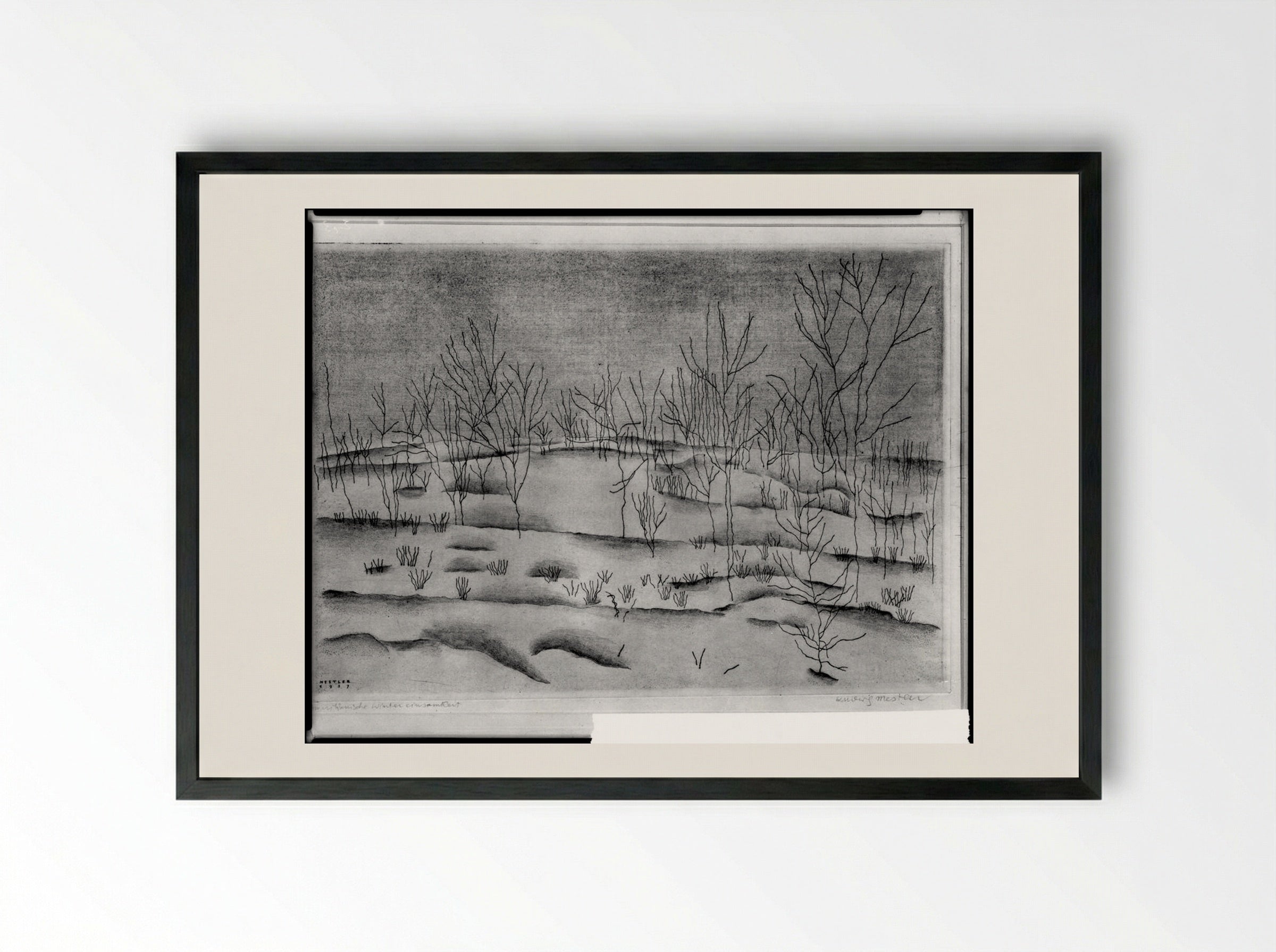 The Loneliness of an American Winter - Ludwig Mestler - Framed Print Black