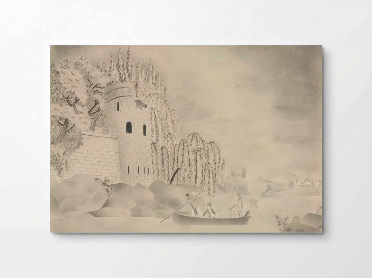 The Lonely Tower (Castle on a River with Willows and a Boat) - Mary Altha Nims - Poster