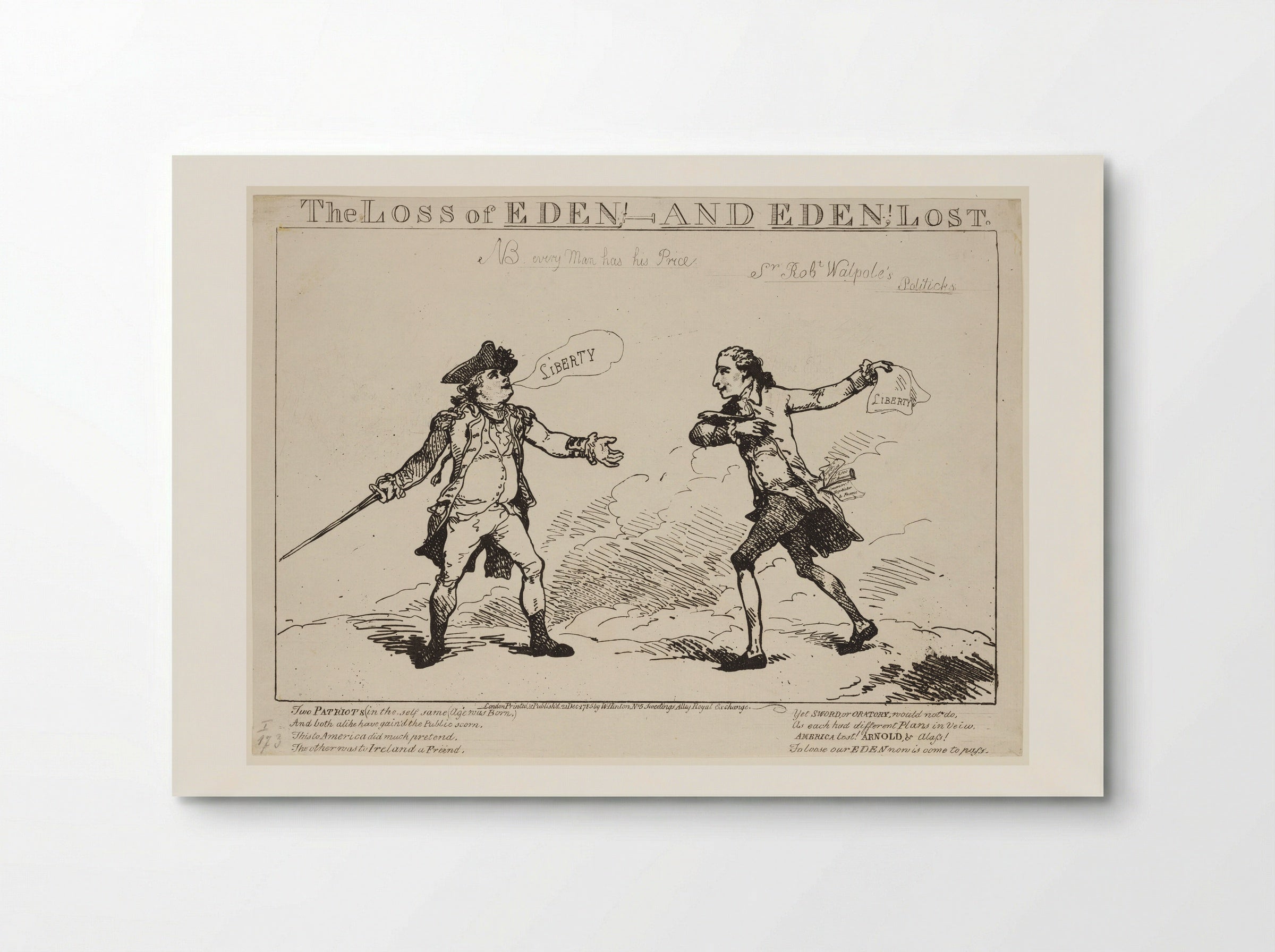 The Loss of Eden, - and Eden, Lost - Thomas Rowlandson - Poster