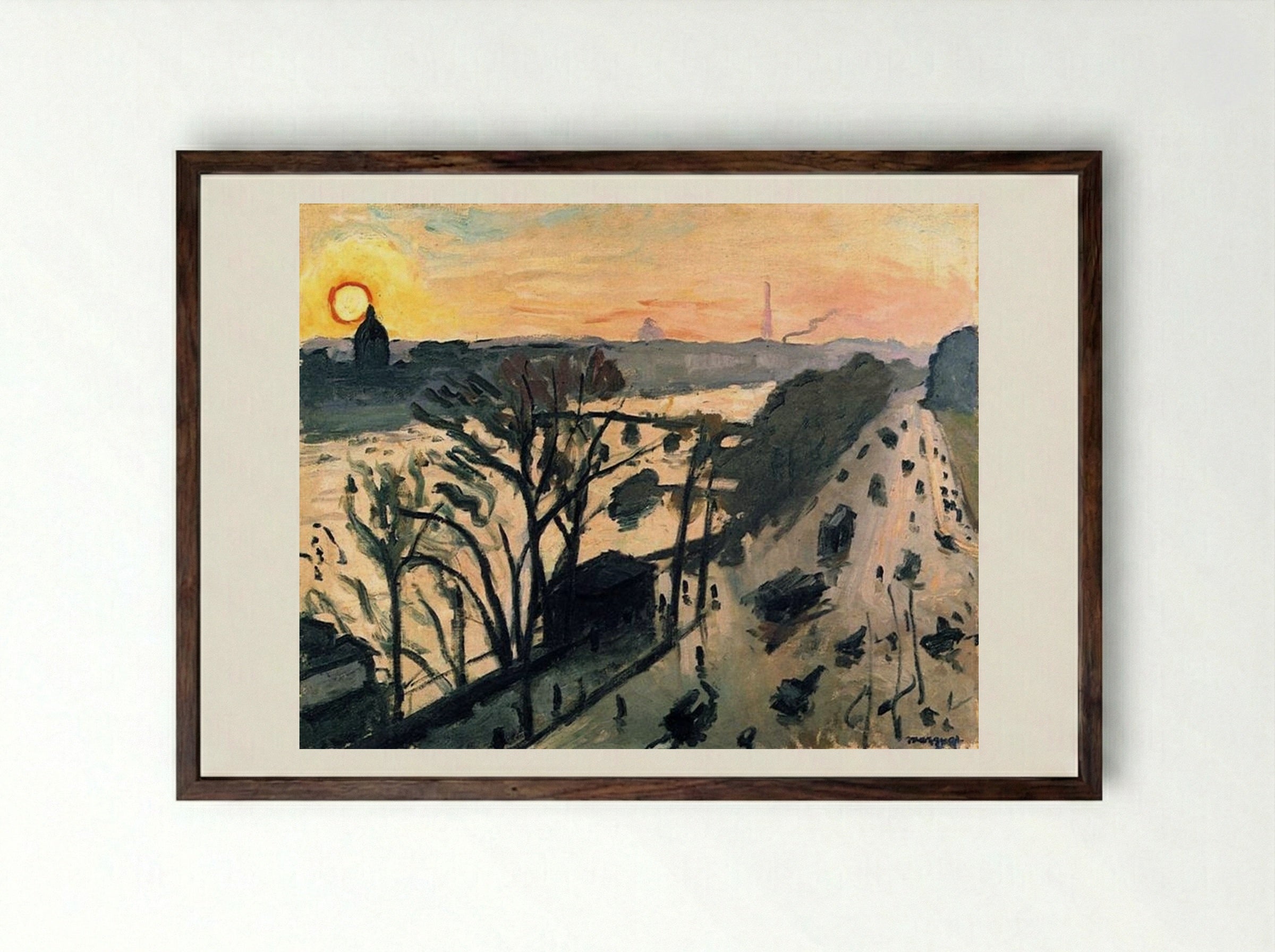 The Louvre Embankment - Albert Marquet - Framed Print Dark Wood