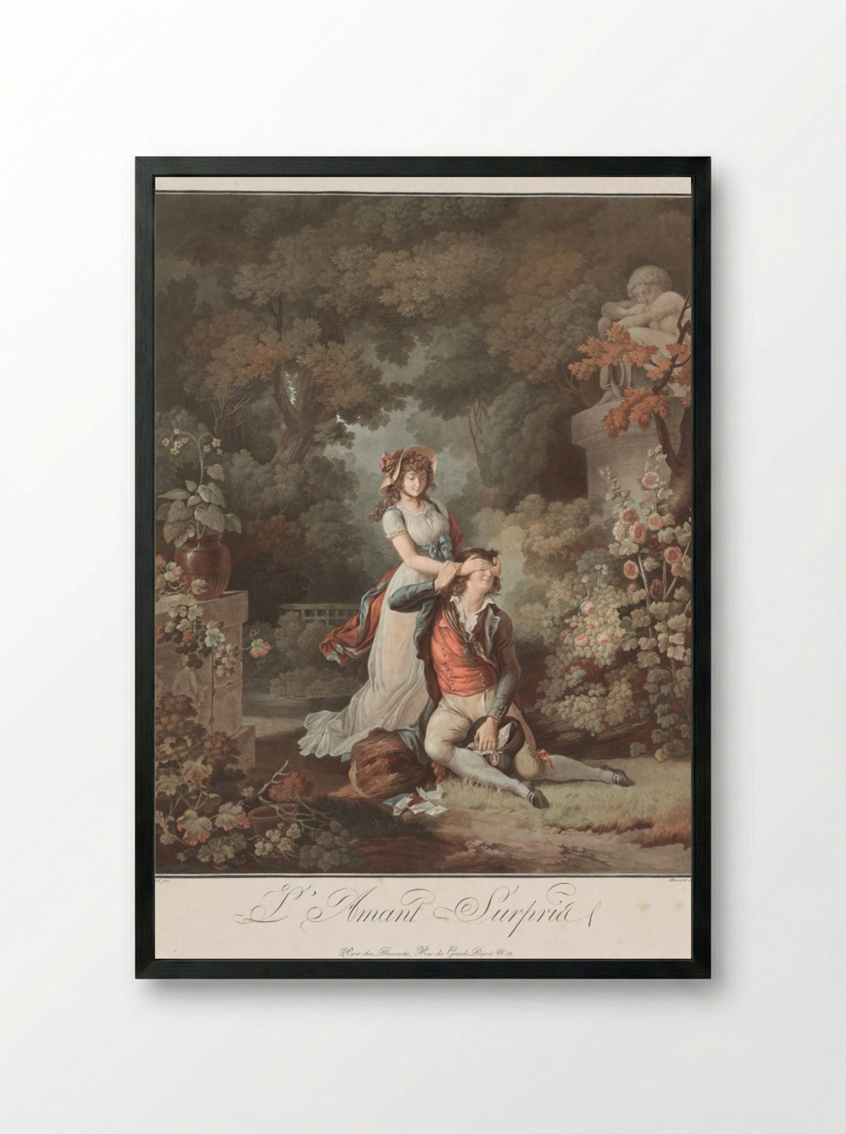 The Lover Surprised (L'Amant Surpris) - Charles-Melchior Descourtis - Framed Print Black