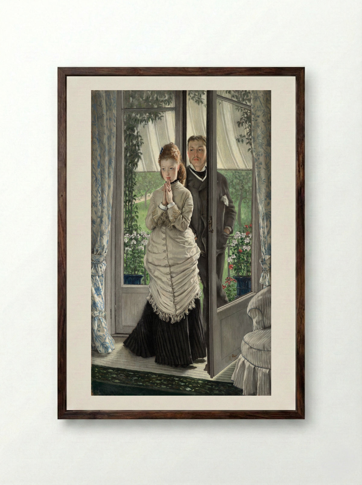 The Lovers - James Tissot - Framed Print Dark Wood