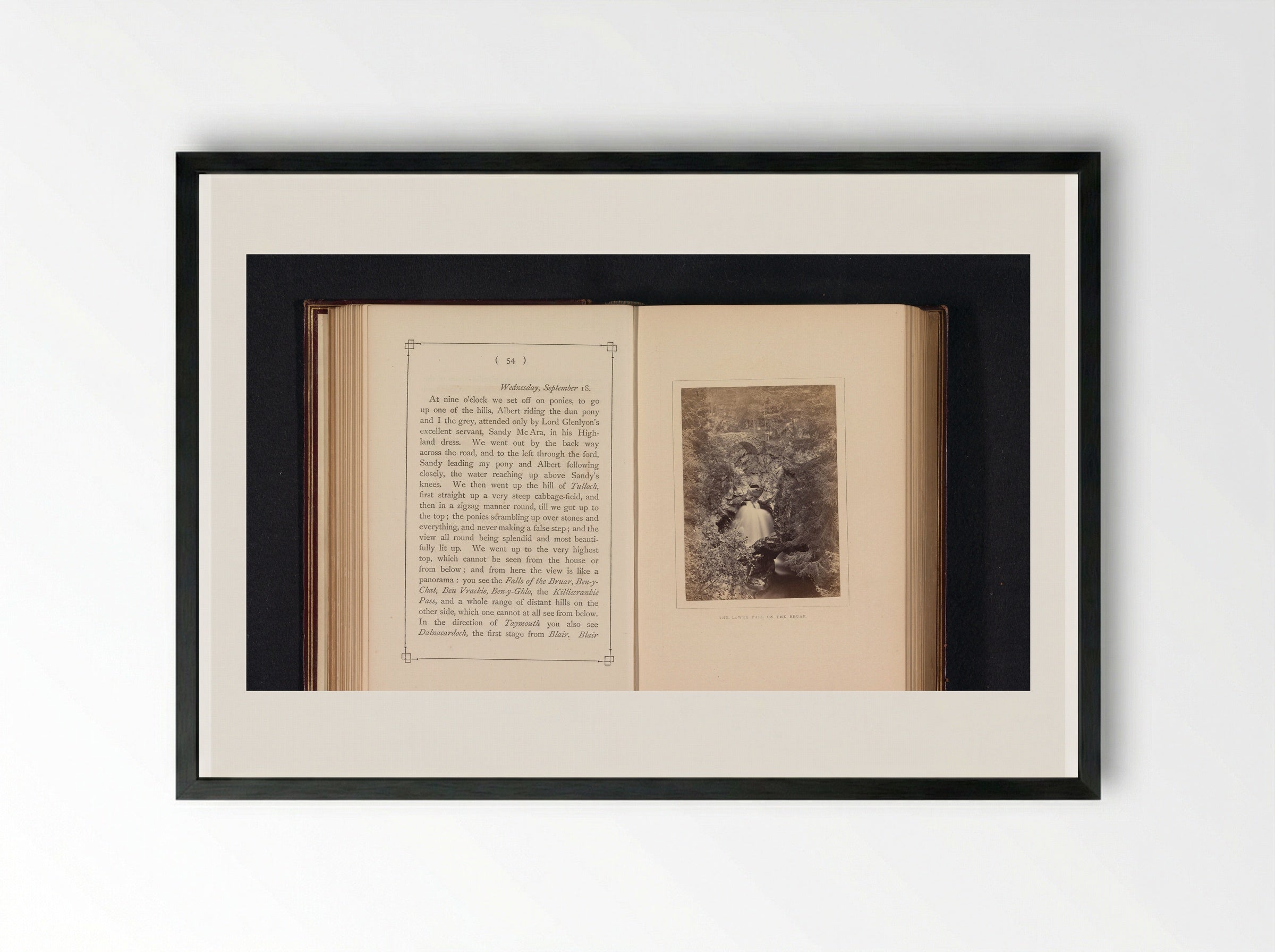 The Lower Fall on the Bruar - George Washington Wilson - Framed Print Black