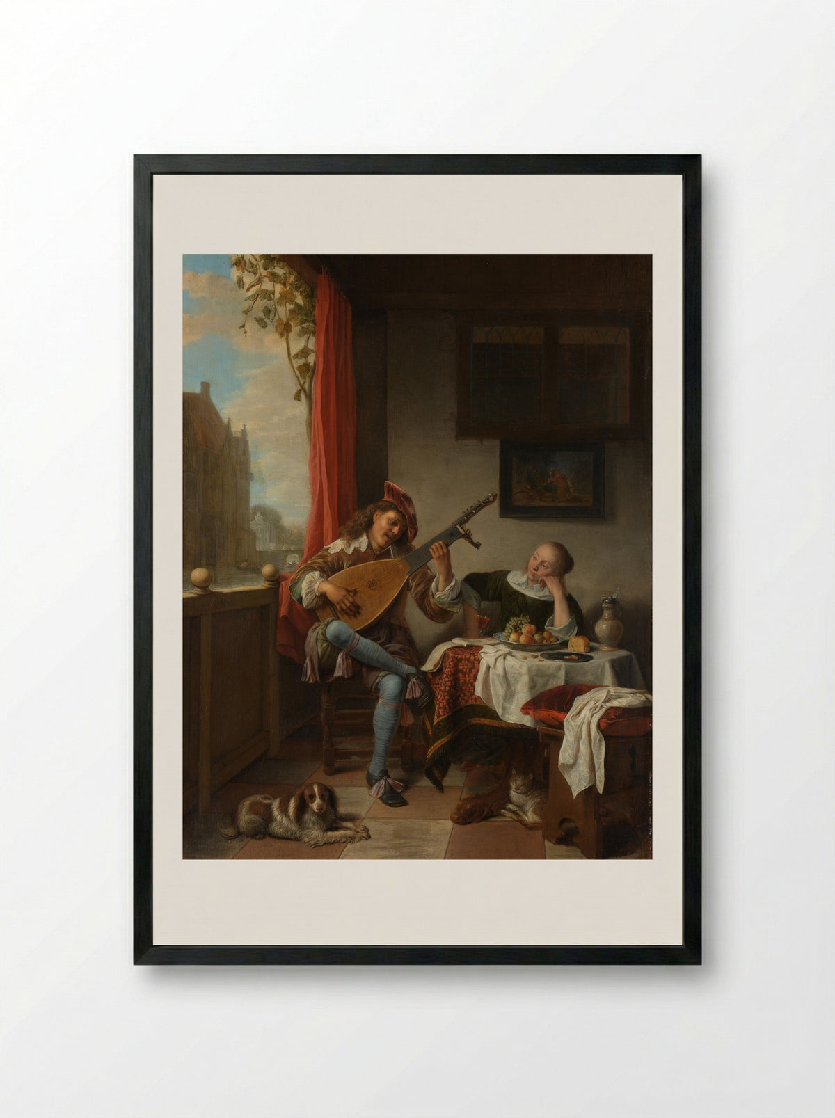 The Lutenist - Hendrick Martensz Sorgh - Framed Print Black