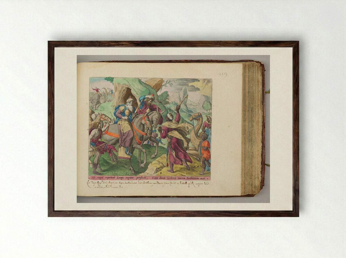 The Magi on Their Way to Bethlehem - Johann Sadeler I - Framed Print Dark Wood