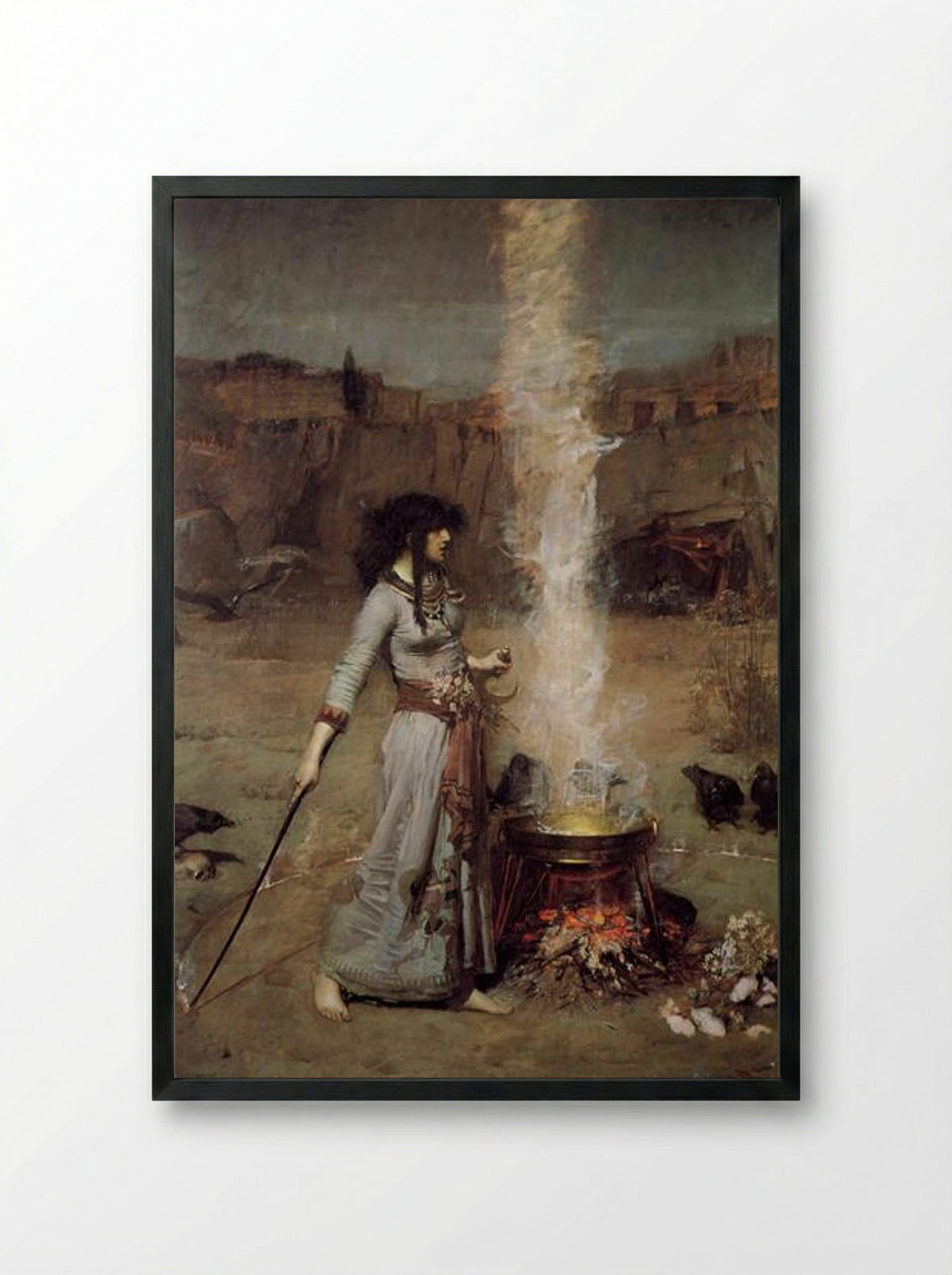 The Magic Circle - John William Waterhouse - Framed Print Black