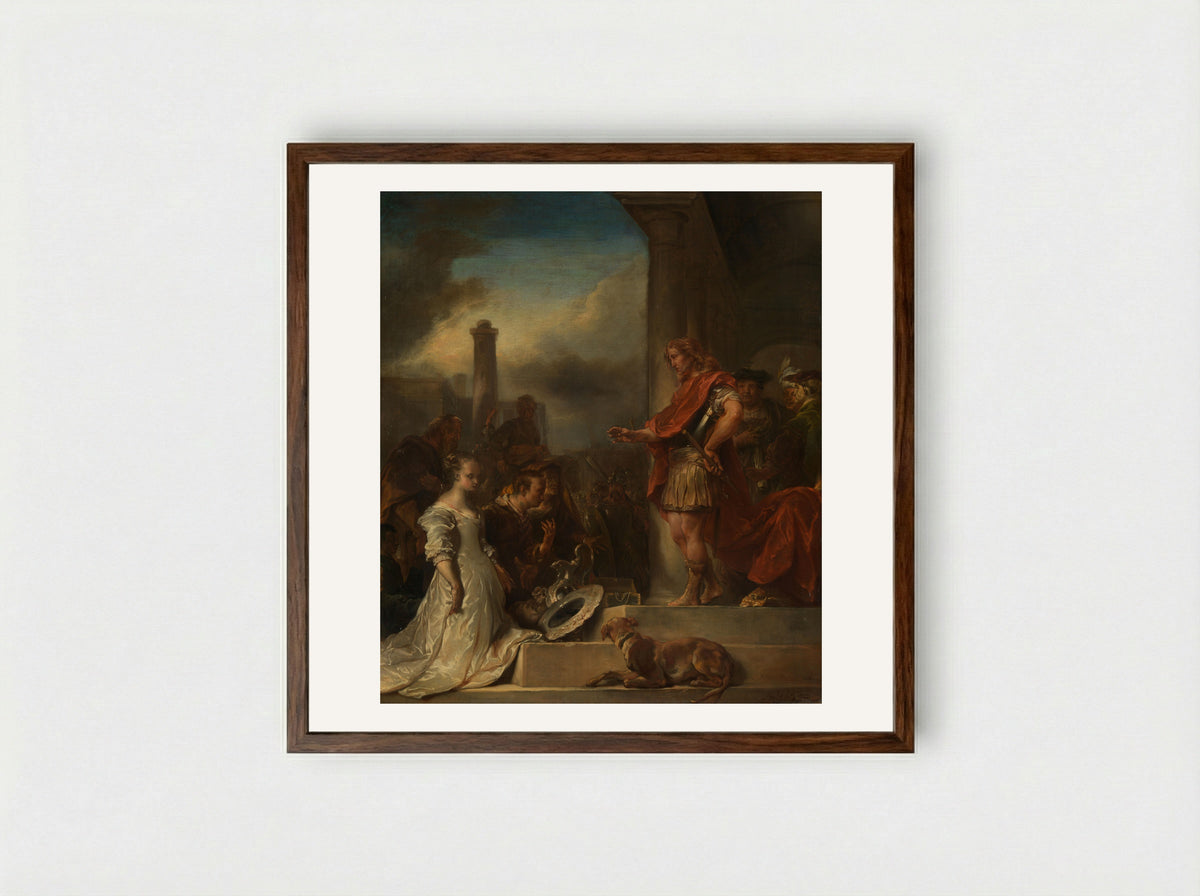 The Magnanimity of Scipio - Jan van Noordt - Framed Print Dark Wood