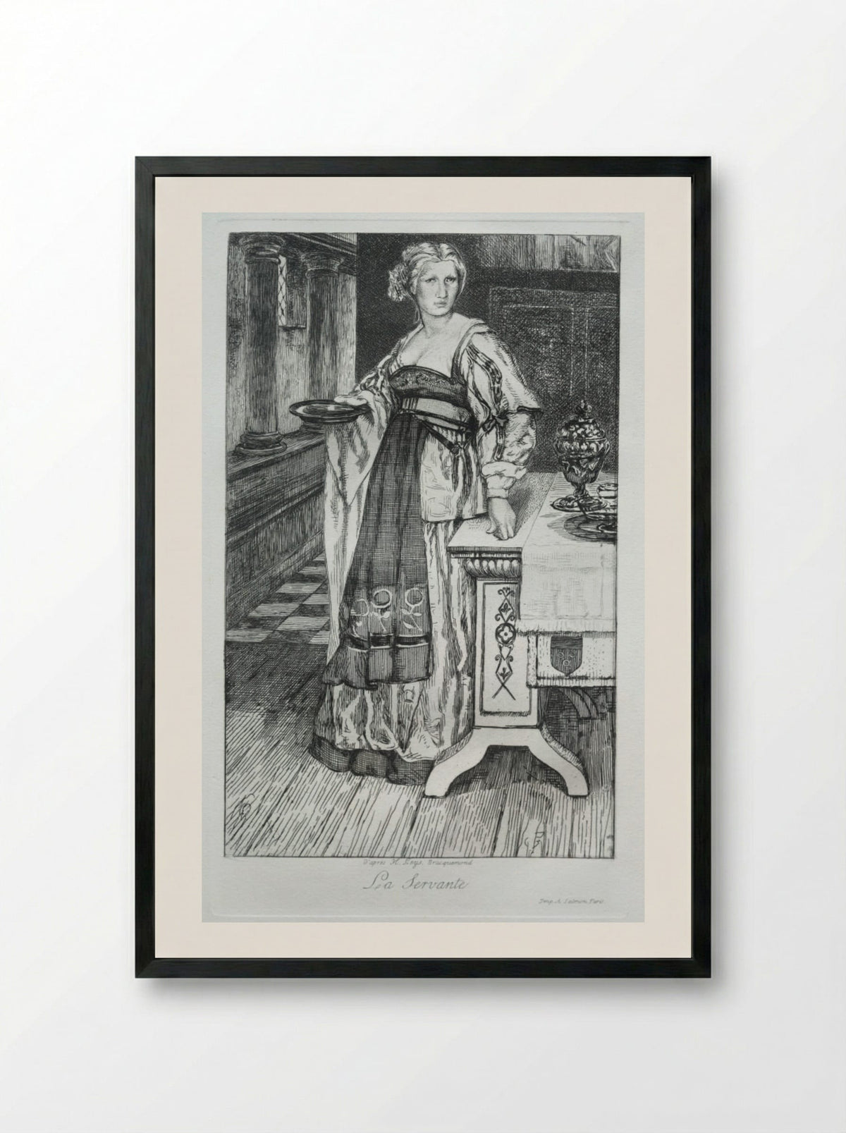 The Maidservant - Félix Bracquemond - Framed Print Black
