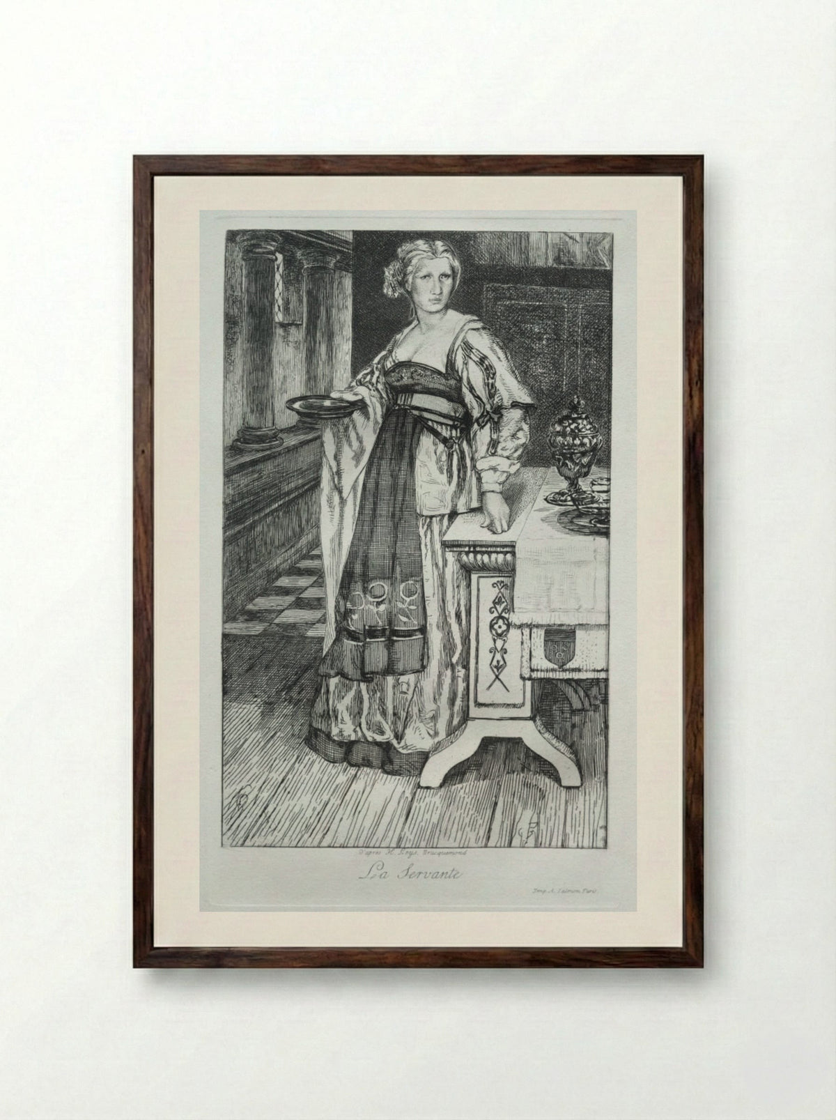 The Maidservant - Félix Bracquemond - Framed Print Dark Wood