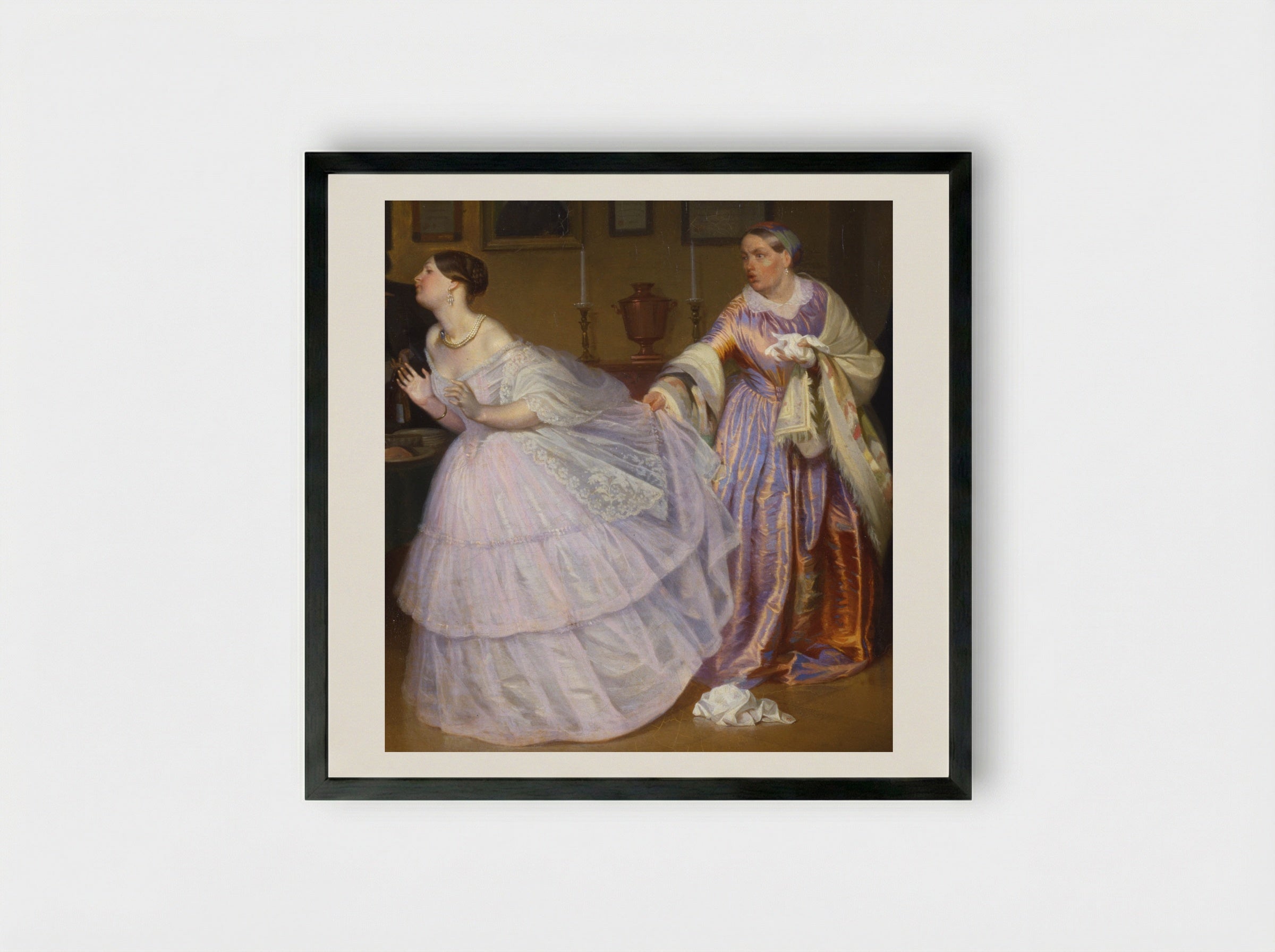 The Major's Marriage Proposal - Pavel Fedotov - Framed Print Black