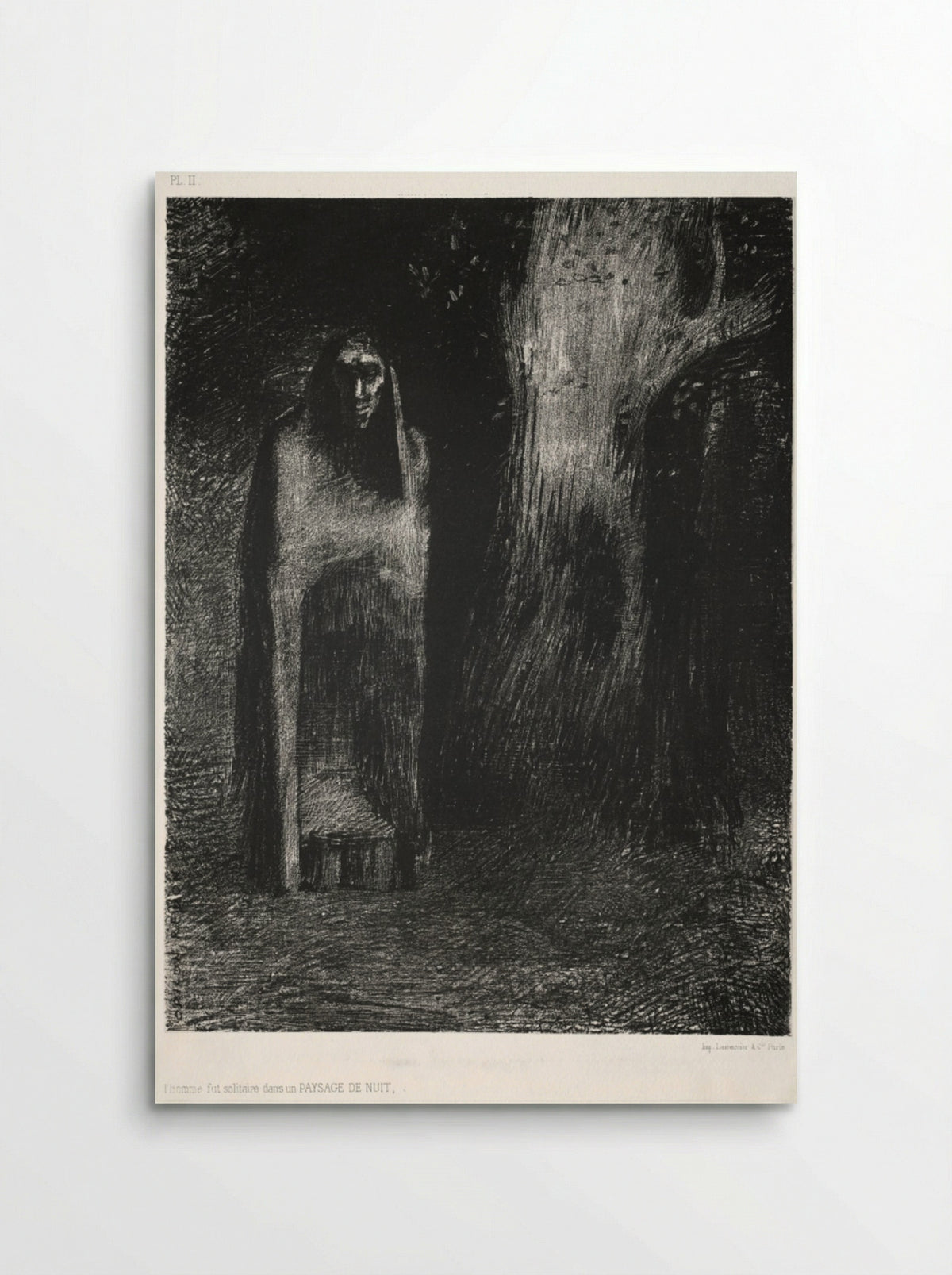 The Man Was Alone in a Night Landscape - Odilon Redon - Poster