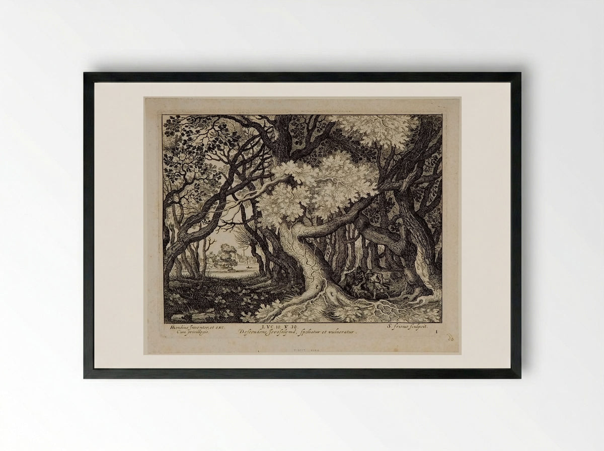 The Man Wounded by the Thieves - Simon Frisius - Framed Print Black
