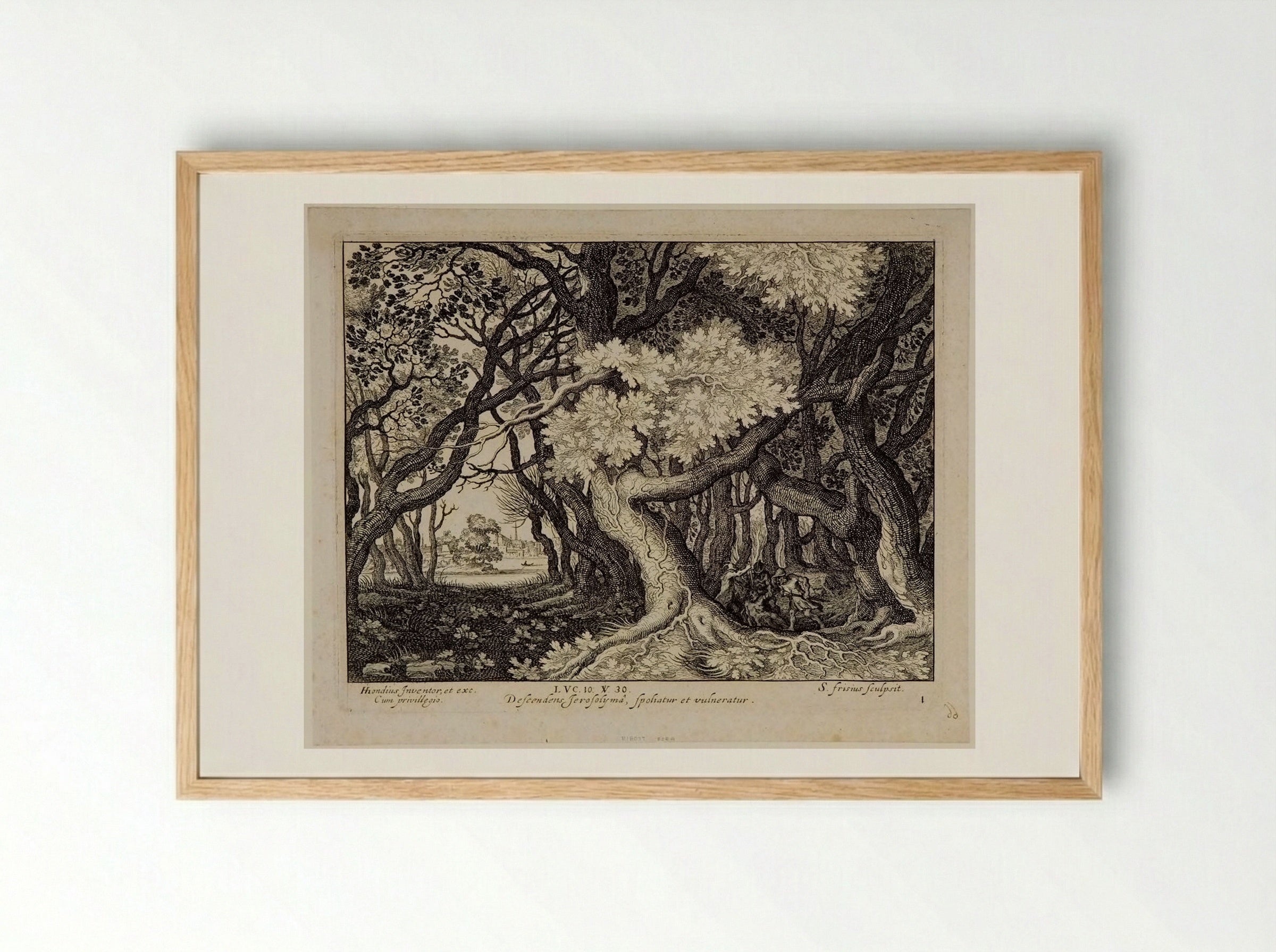 The Man Wounded by the Thieves - Simon Frisius - Framed Print Wood