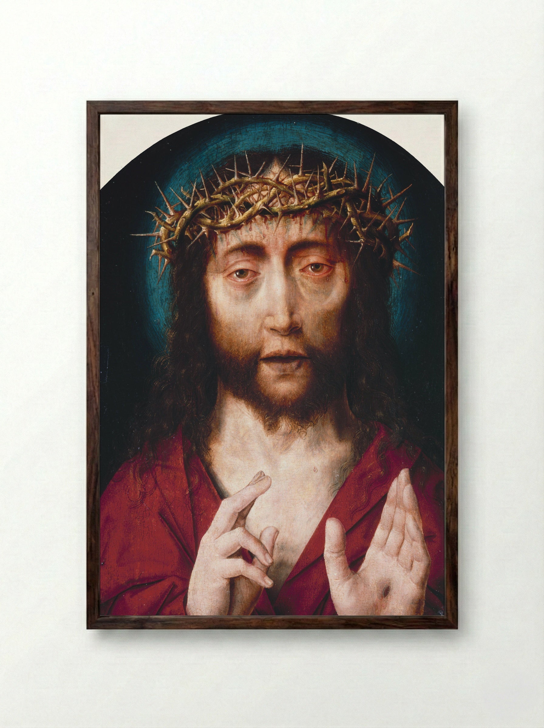 The Man of Sorrows - Aelbert Bouts - Framed Print Dark Wood