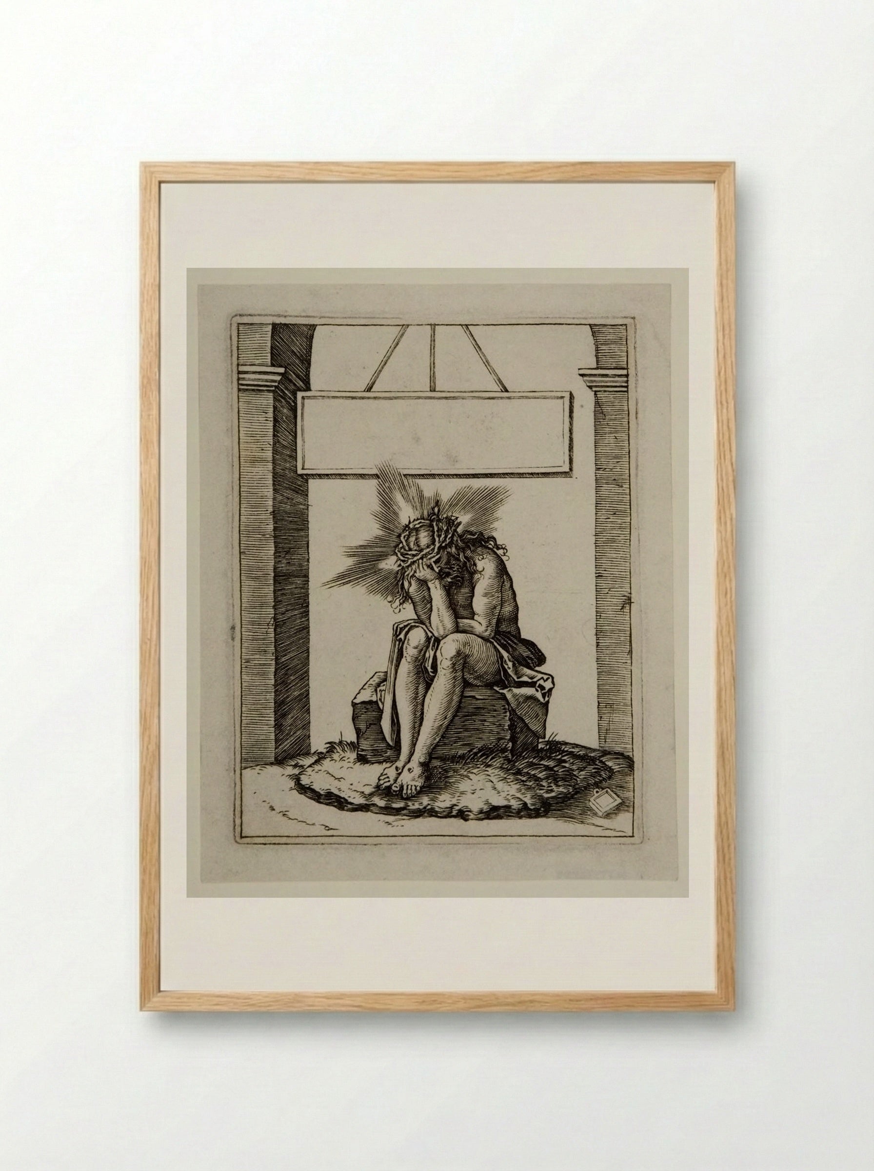 The Man of Sorrows - Marcantonio Raimondi - Framed Print Wood