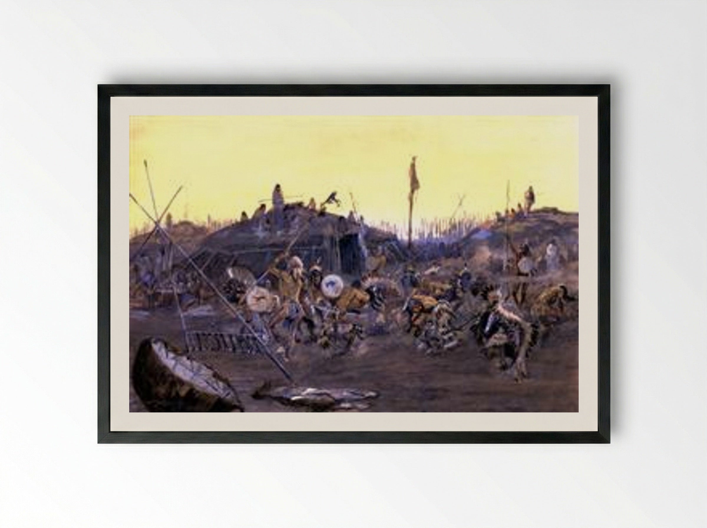 The Mandan Dance - Charles M. Russell - Framed Print Black