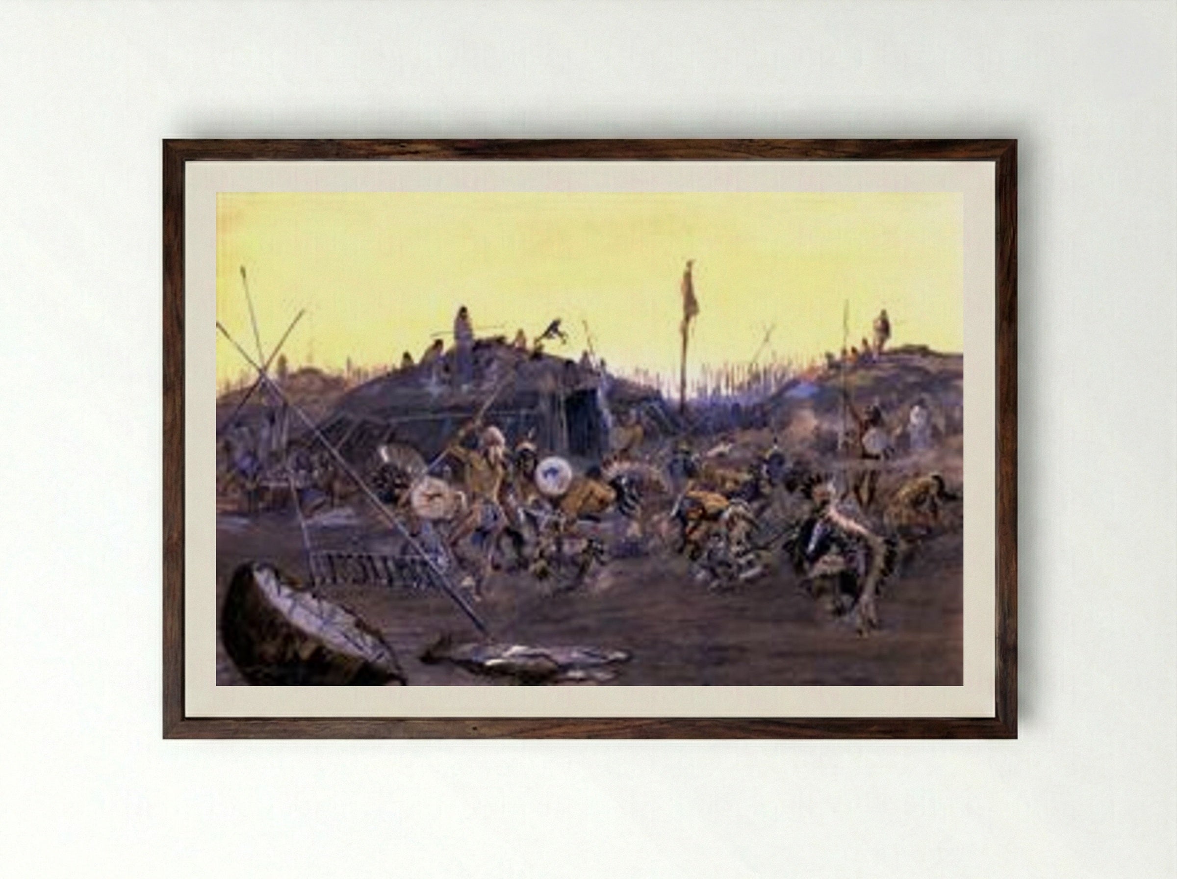 The Mandan Dance - Charles M. Russell - Framed Print Dark Wood