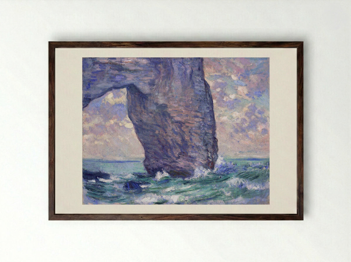 The Manneport, Seen from Below - Claude Monet - Framed Print Dark Wood