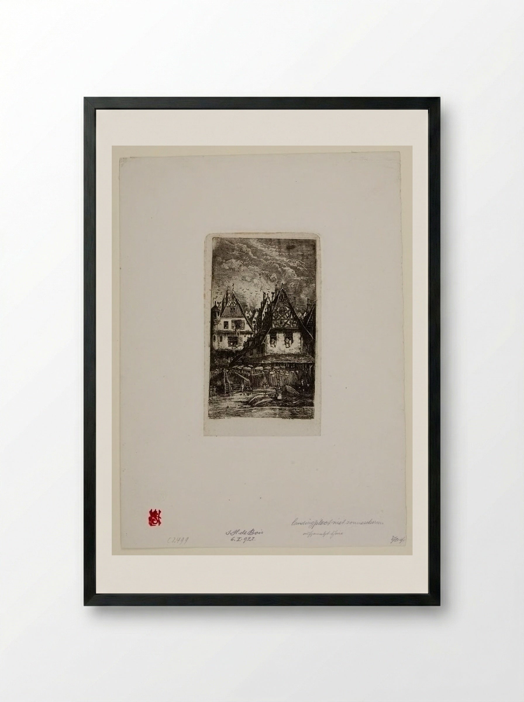 The Market with Umbrellas - Rodolphe Bresdin - Framed Print Black