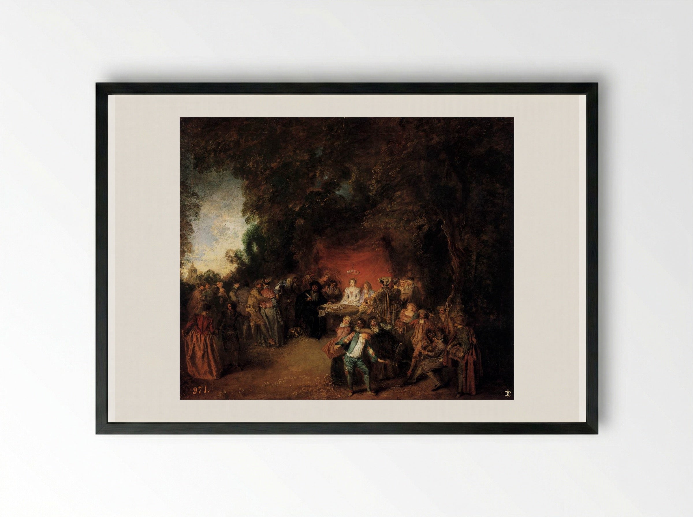 The Marriage Contract - Antoine Watteau - Framed Print Black