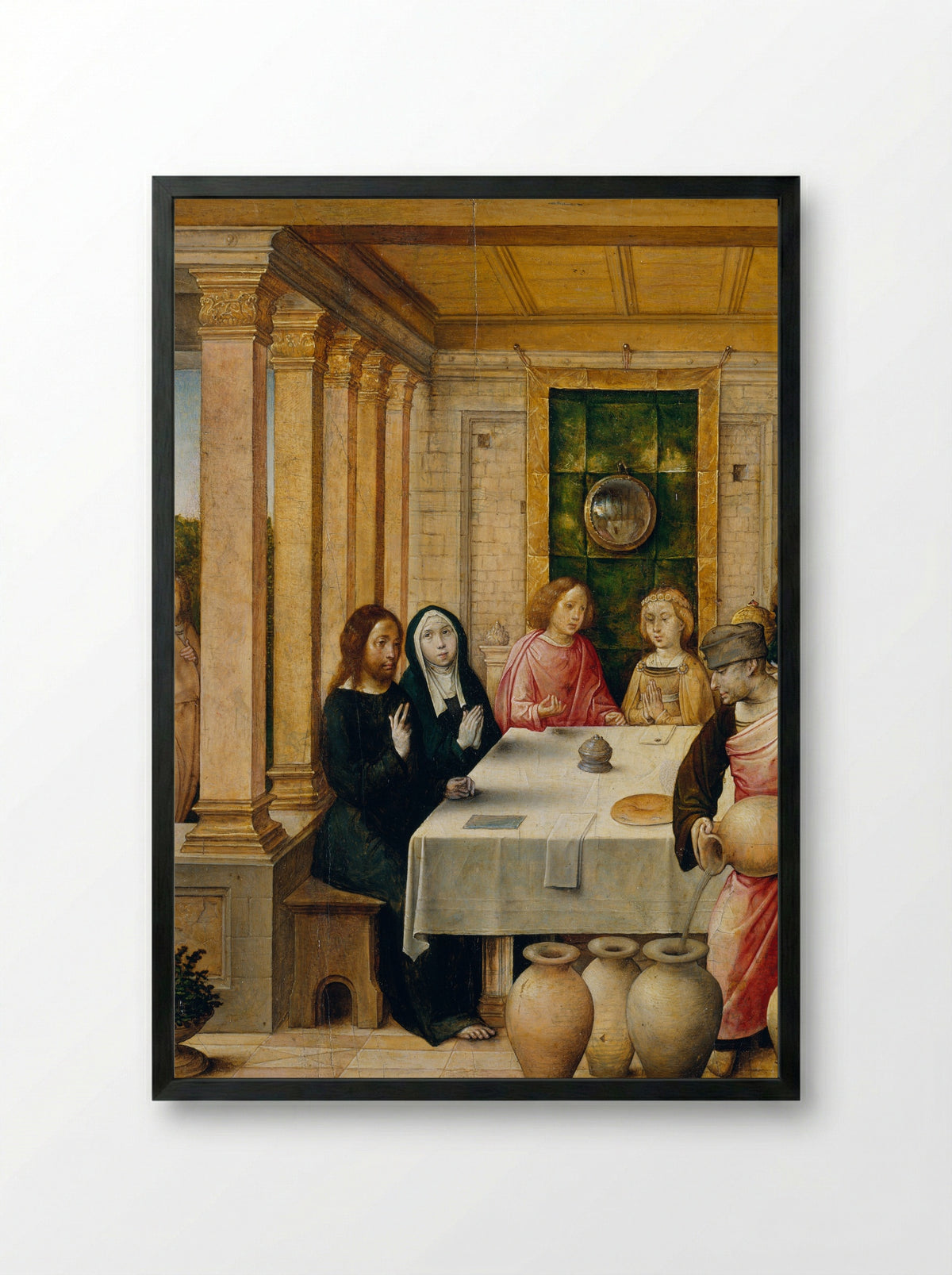 The Marriage Feast at Cana - Juan de Flandes - Framed Print Black