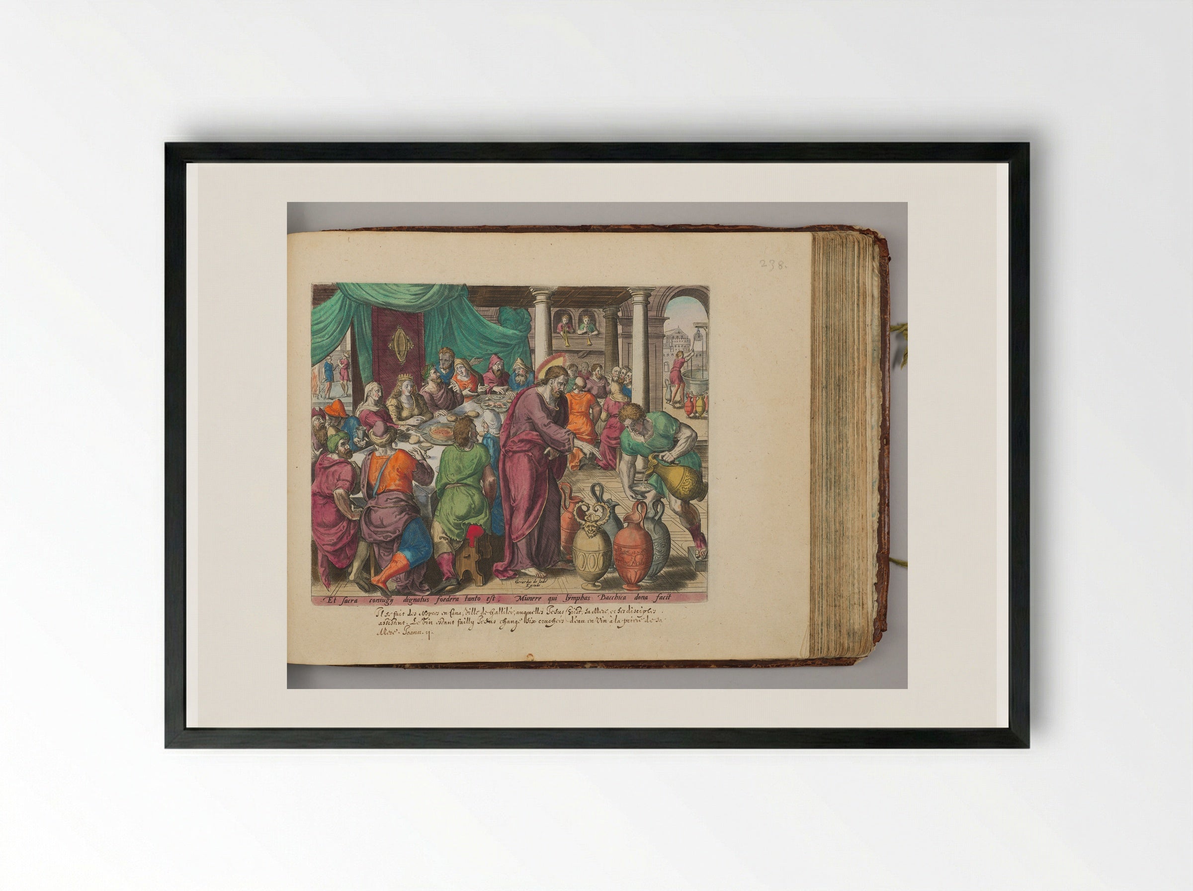 The Marriage at Cana - Johannes Wierix - Framed Print Black