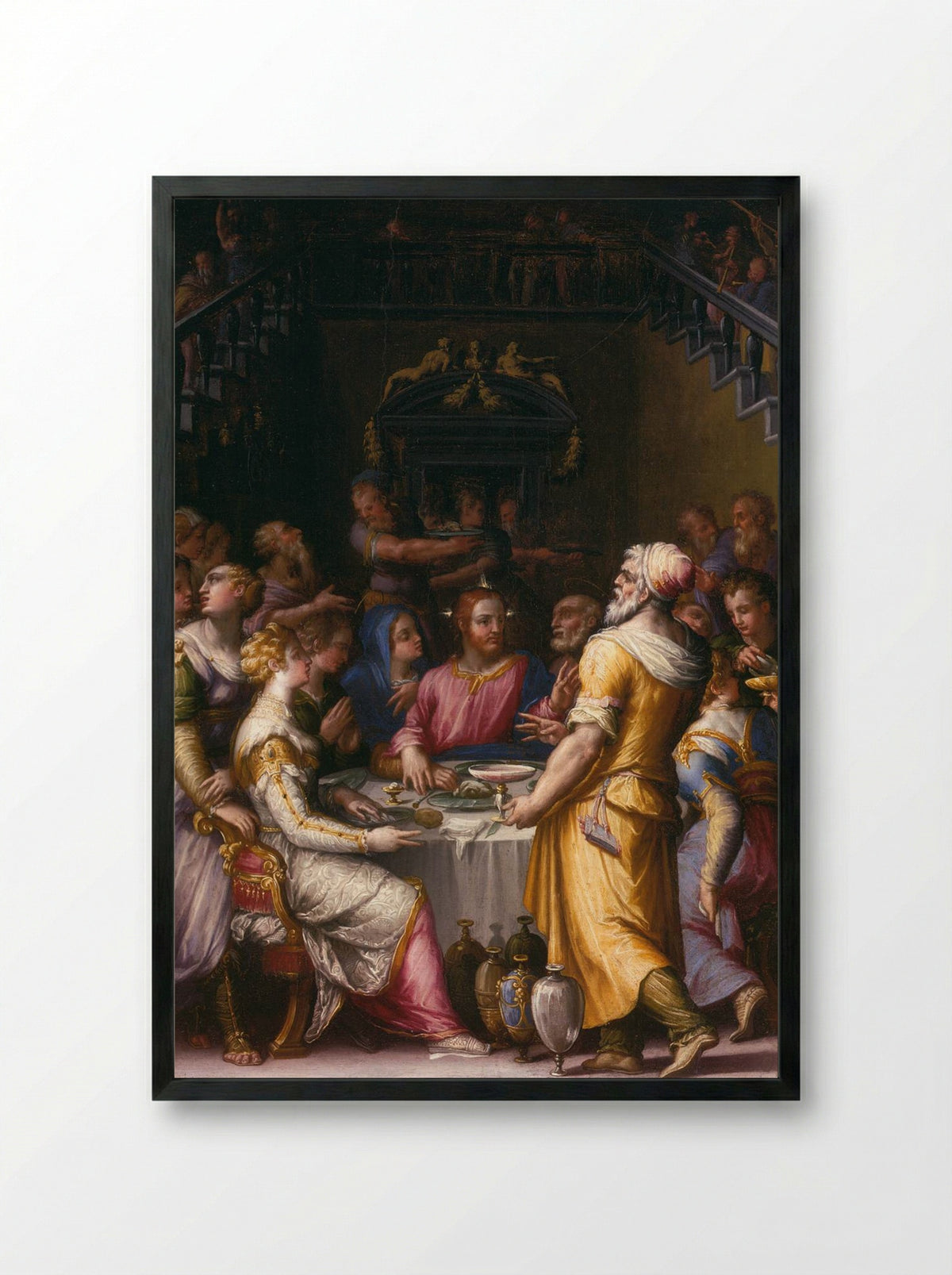 The Marriage at Cana - Giorgio Vasari - Framed Print Black